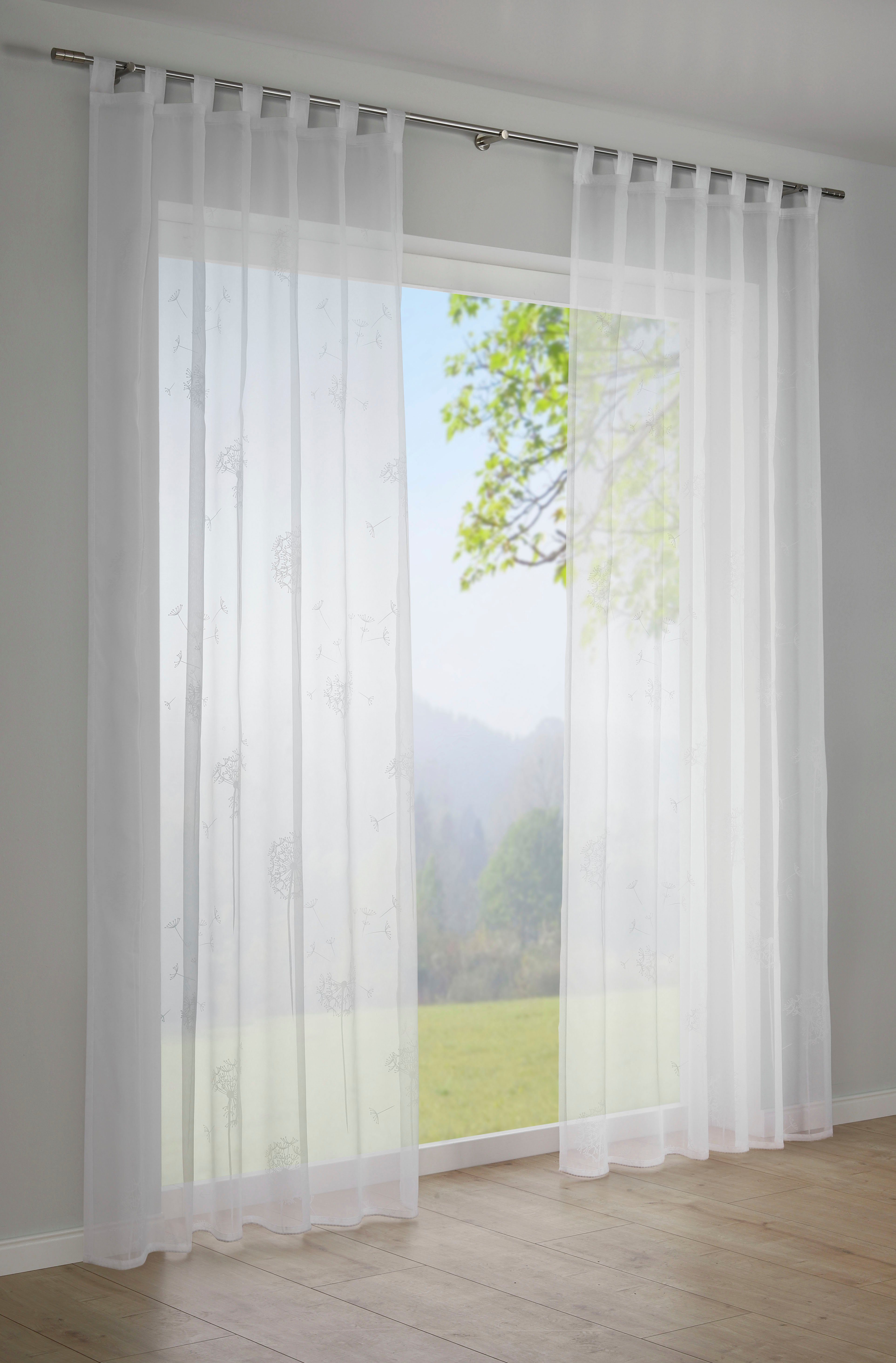 Vorhang Voile-Flock, (1 Voile-Flock Stoff St), Schlaufen transparent, GARDINIA