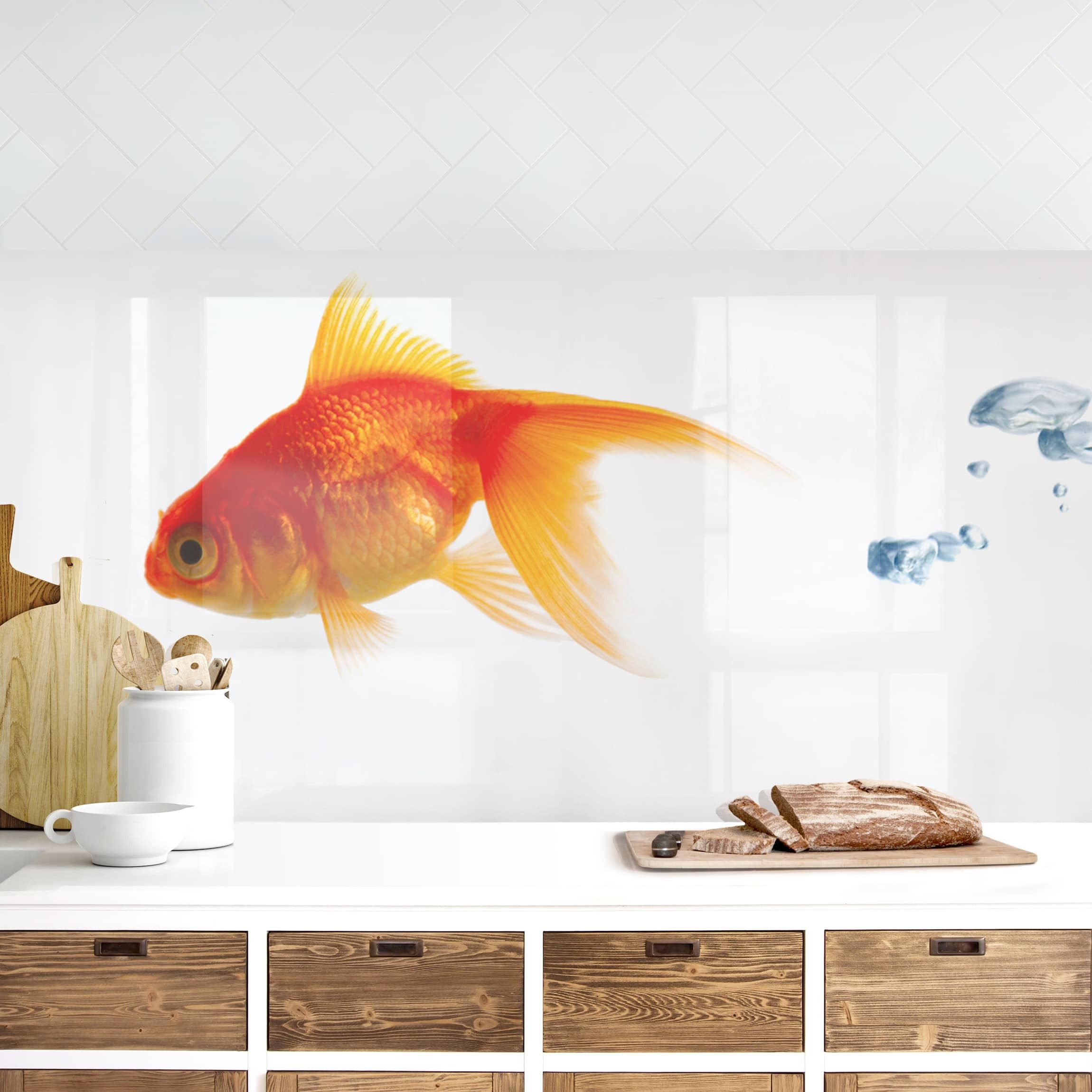 Bilderdepot24 Küchenrückwand selbstklebend orange Tiere, (1-tlg., Nischenrückwand - für Fliesenspiegel ohne Bohren - glänzend), Nischenrückwand fugenlos Wandpaneel Küche Herd