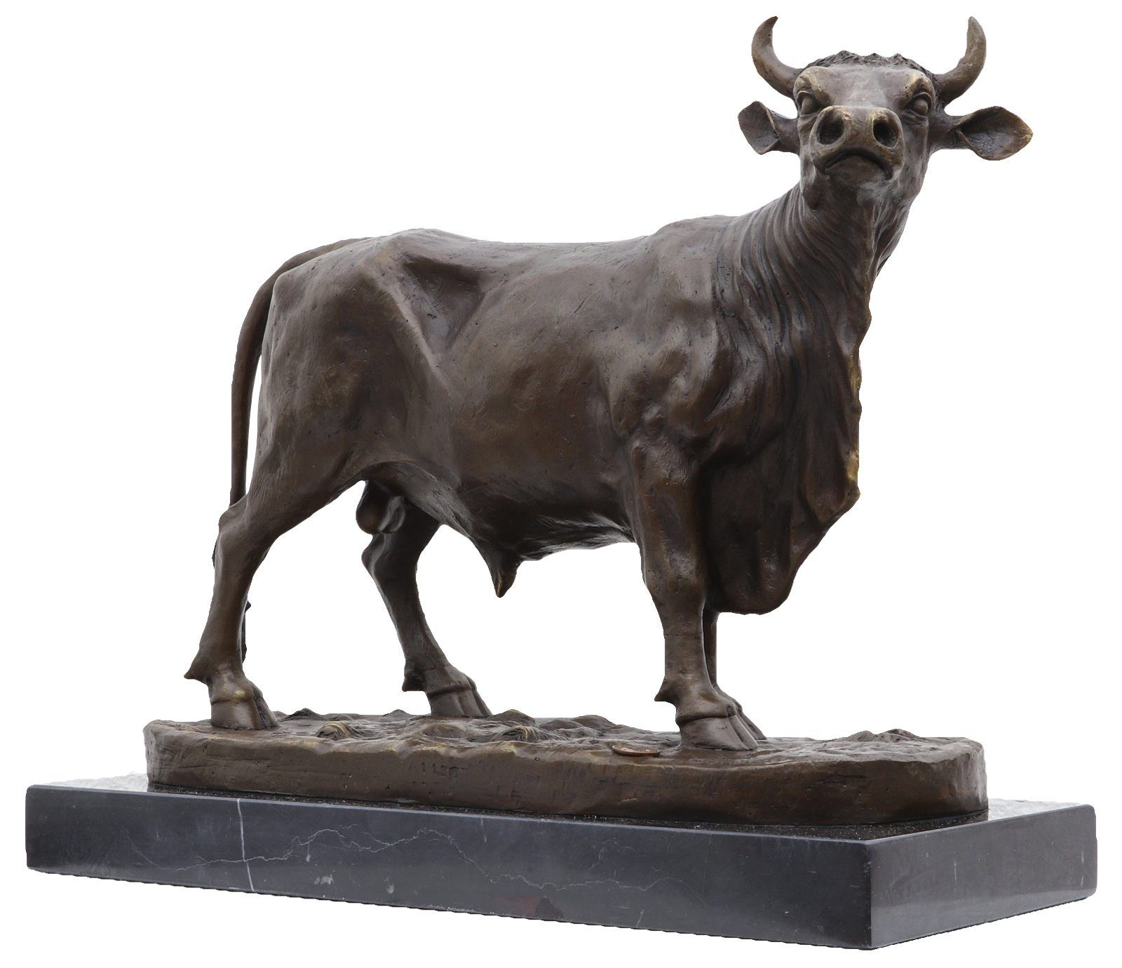 Dekoobjekt Bronzeskulptur Bulle Ochse Kuh Stier Antik-Stil Bronze Figur Statue 35