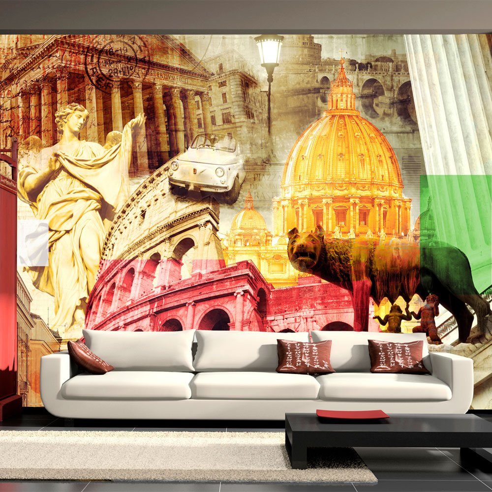 KUNSTLOFT Vliestapete Rom - Collage 3x2.1 m, halb-matt, lichtbeständige Design Tapete