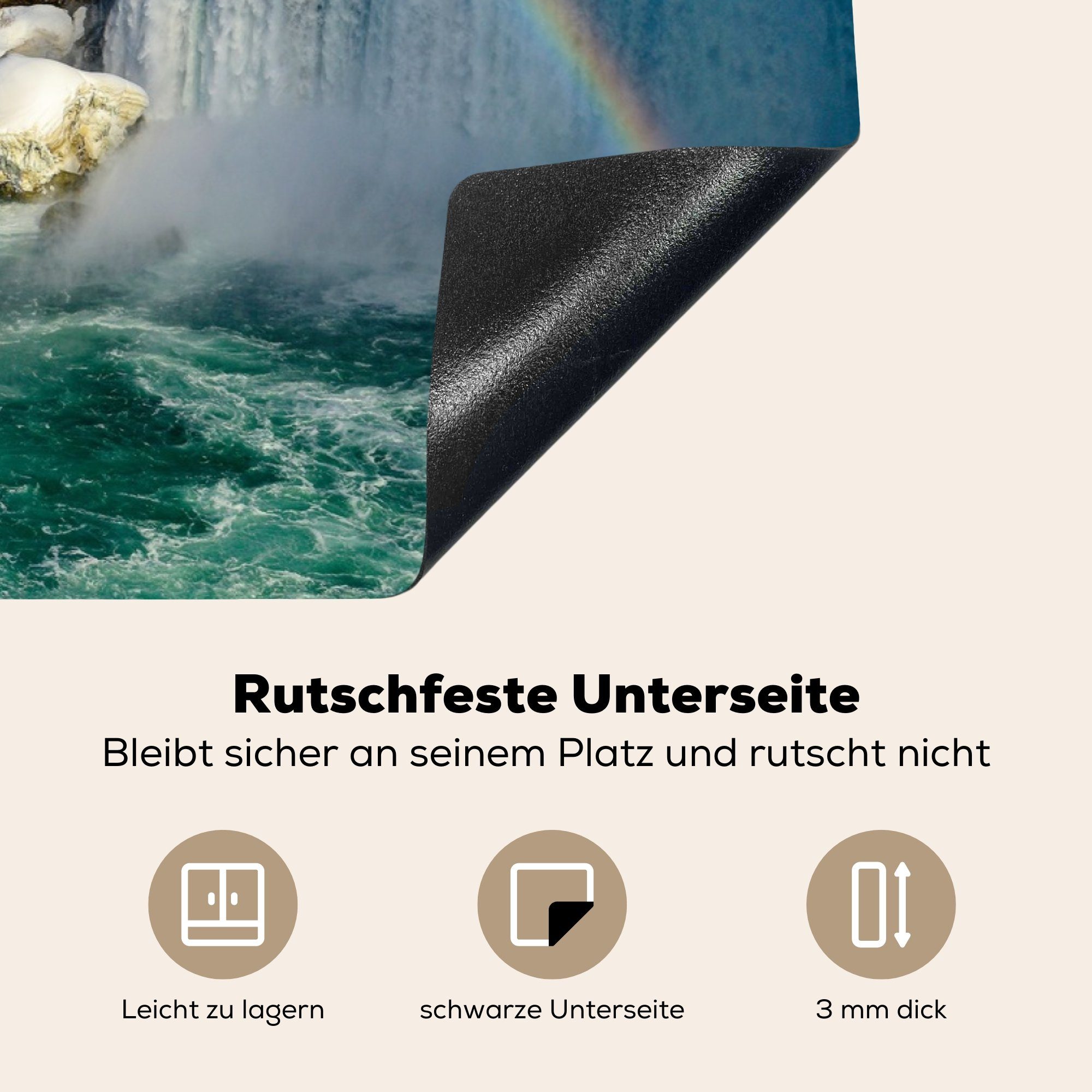 MuchoWow Herdblende-/Abdeckplatte Schöner Regenbogen in 81x52 Vinyl, (1 für den Induktionskochfeld Niagarafällen Schutz Nordamerika, tlg), küche, cm, an Ceranfeldabdeckung die