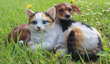 Arnusa Gartenfigur Hund und Katze Dekofigur 34 cm, wie echt Gartendekoration