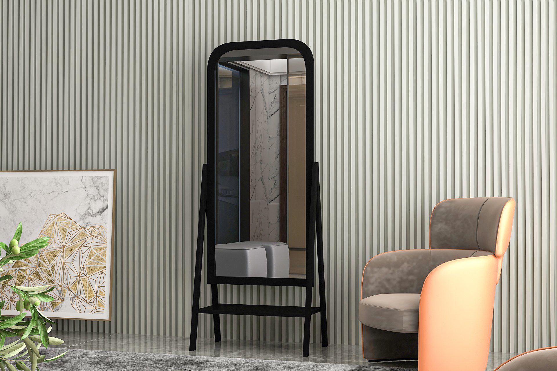 Givayo Möbel Ganzkörperspiegel Deluxe Standspiegel Ganzkörperspiegel mit MDF Rahmen Dekorativ 140x60