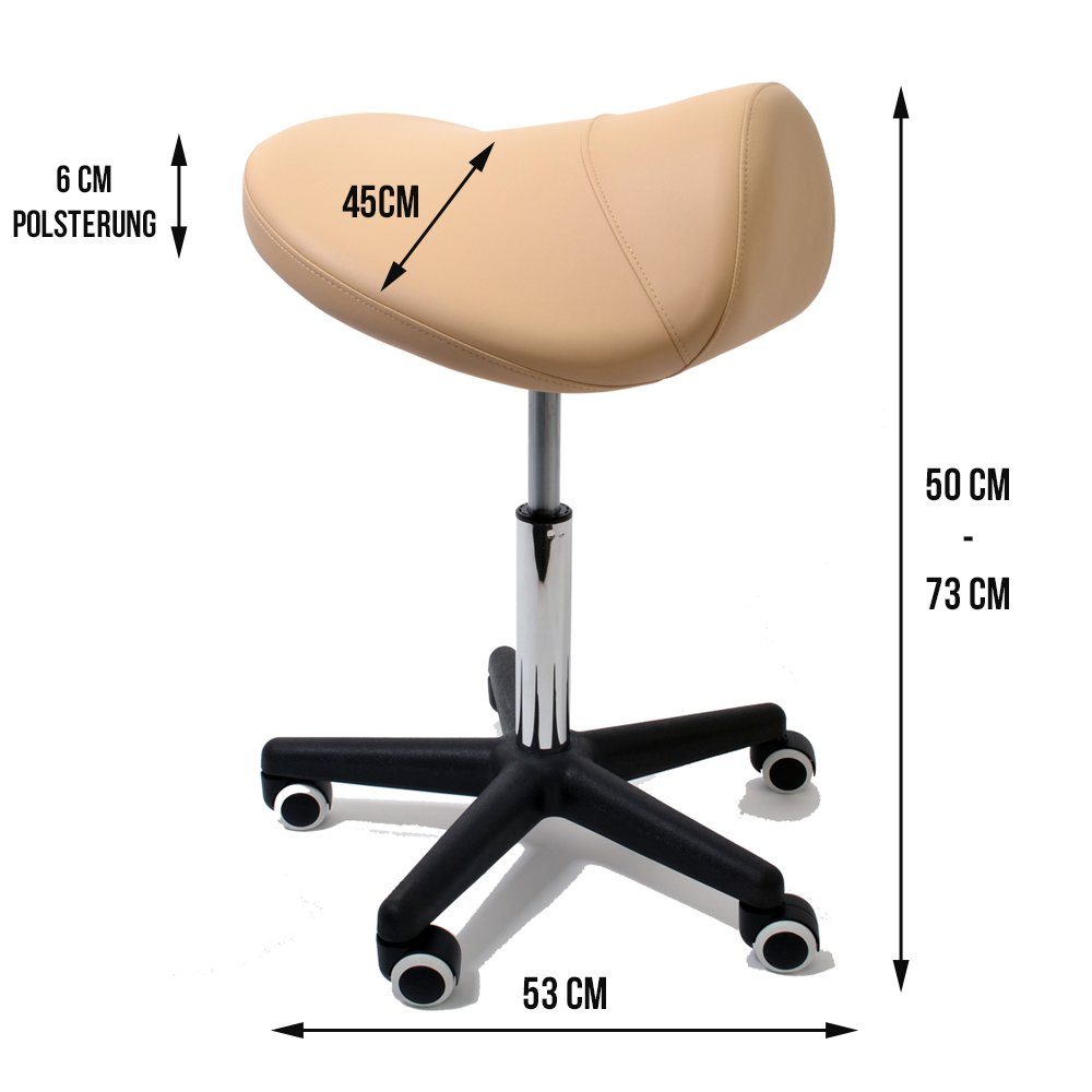 170kg Drehhocker von Rosa St), 73cm, (1 Rosa Hocker Arbeitshocker, ca. Duke-Handel - 45cm 50 Belastbarkeit bis | Rollhocker, breit, Sattelhocker, Höhe