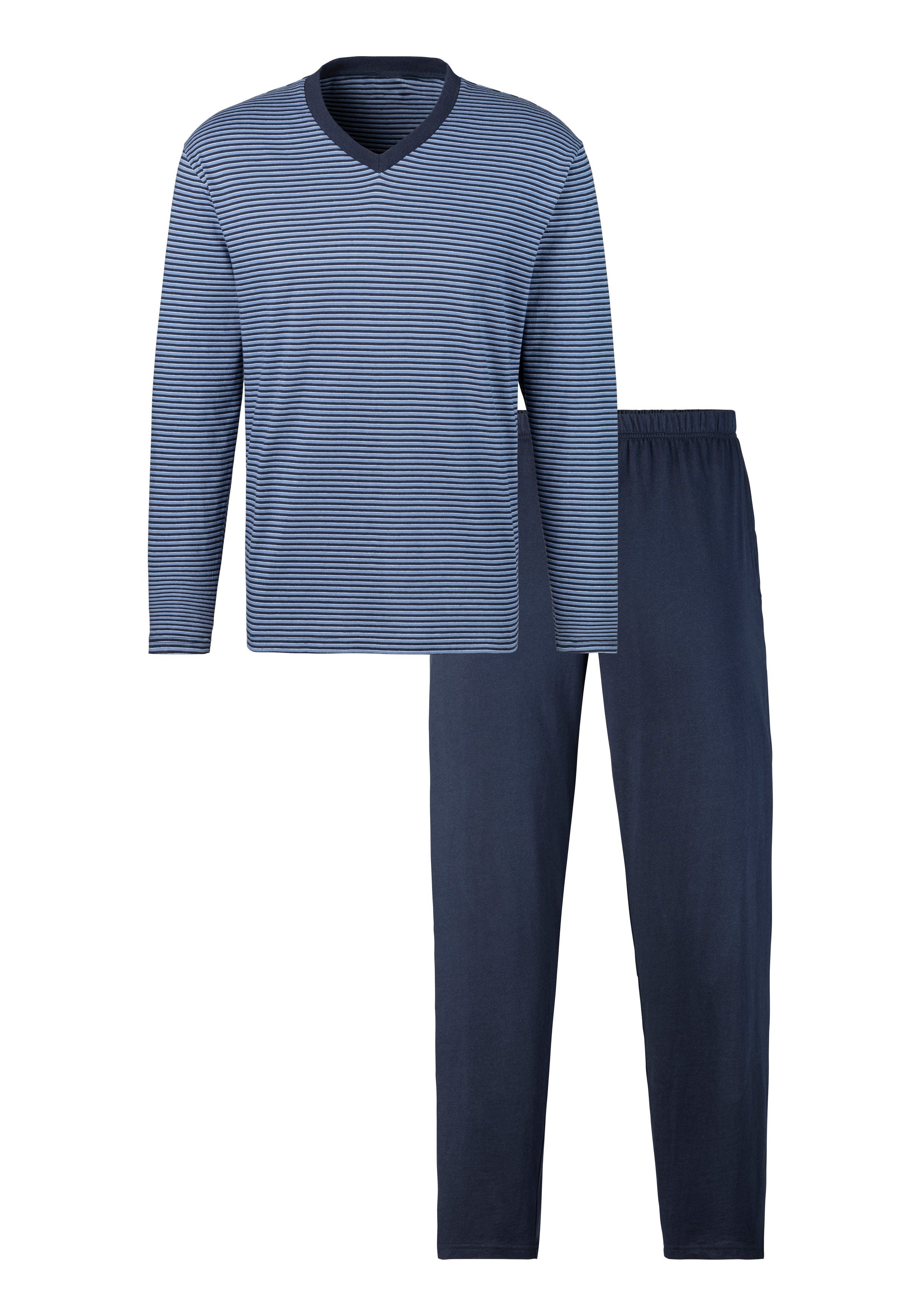 le jogger® Pyjama (Packung, 4 2 tlg., mit garngefärbten Streifen Stück)