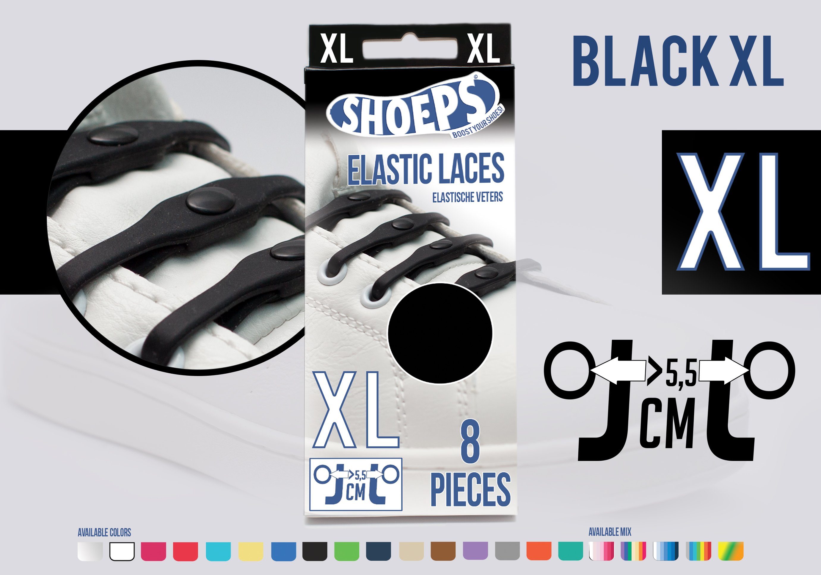 Shoeps Schnürsenkel Elastic Laces XL - extra Lang - Die einfachere Art Schuh zu binden