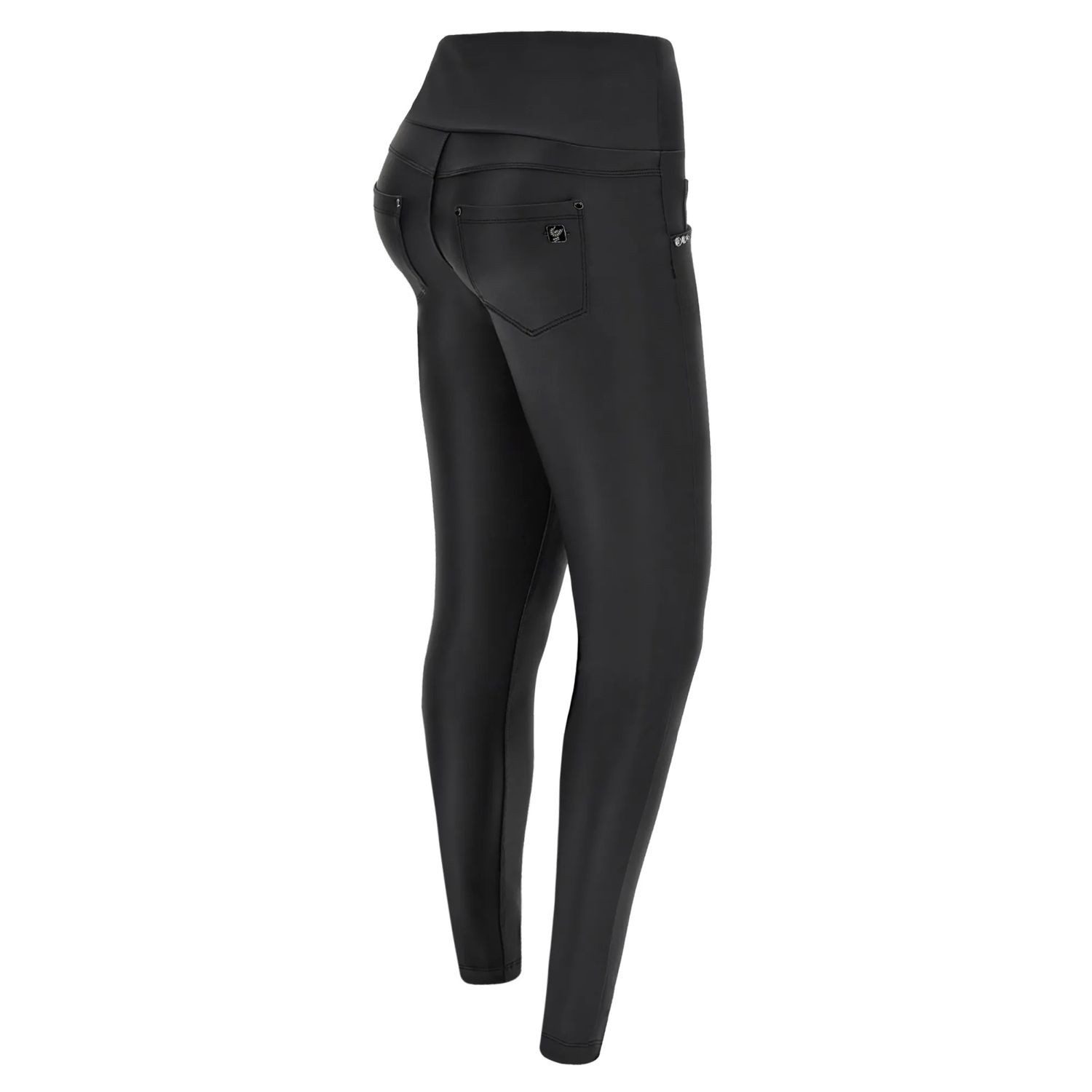 Freddy Lederimitathose N.O.W.® Hose mit superhohem, überkreuztem Taillenbund, Vegan Leather sehr hoher Taillenbund