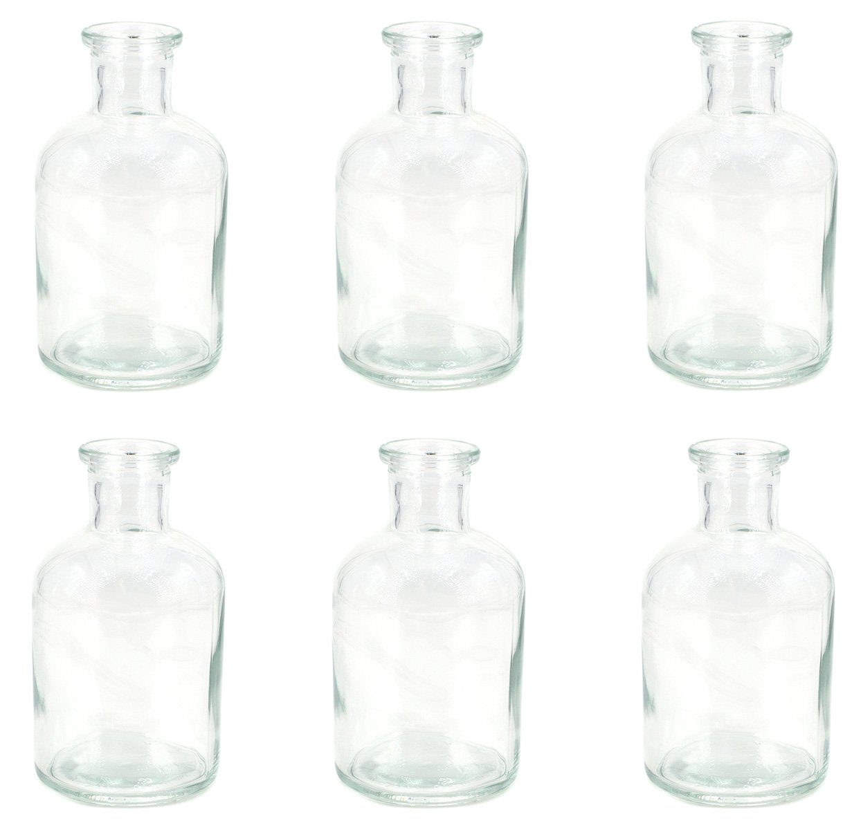 Set 6er transparent Vasen 125ml, Dekovase, klar 10cm Creativery Glas