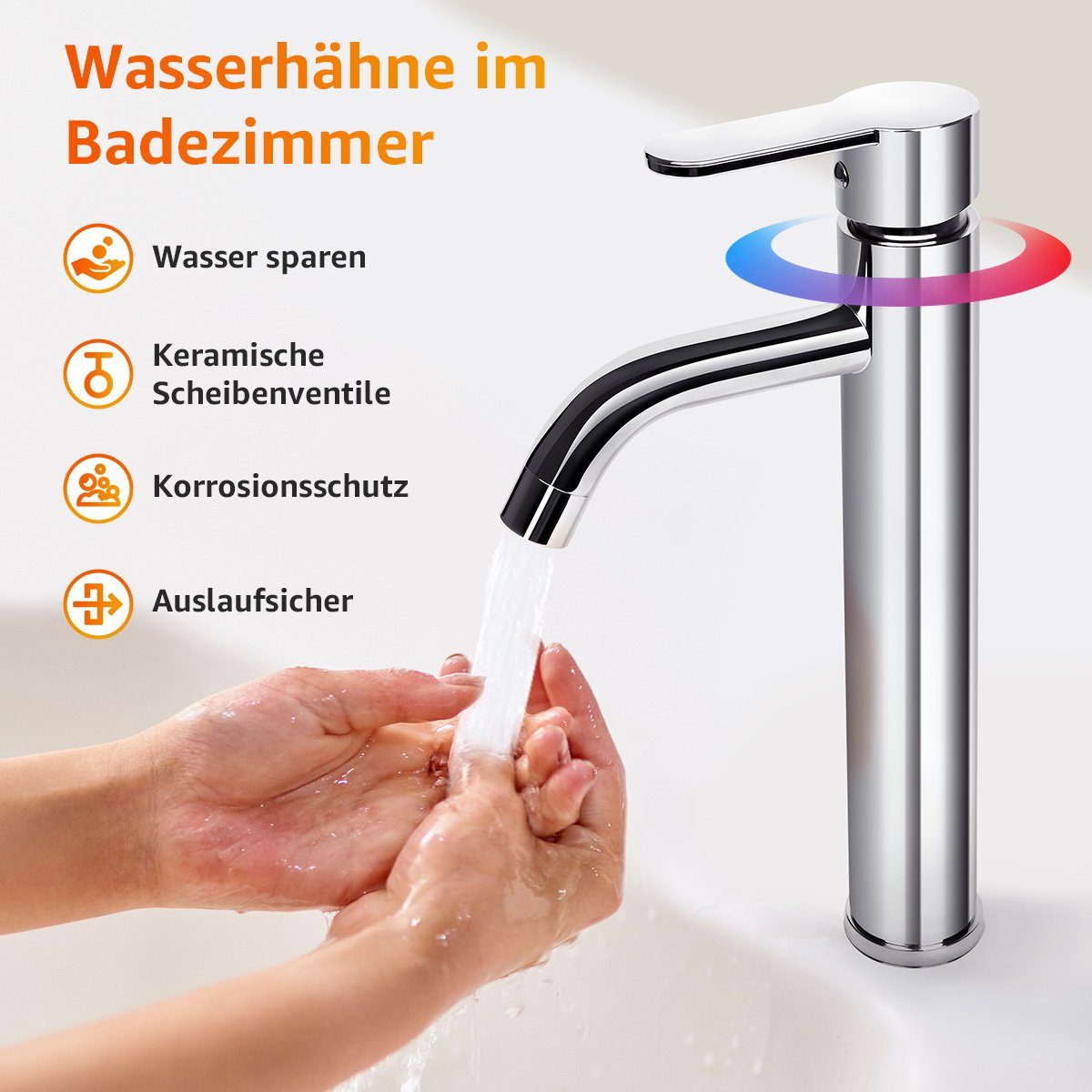 MULISOFT Waschtischarmatur Waschtischarmatur Bad, Mischbatterie Wasserhahn Einhebelmischer Waschbecken