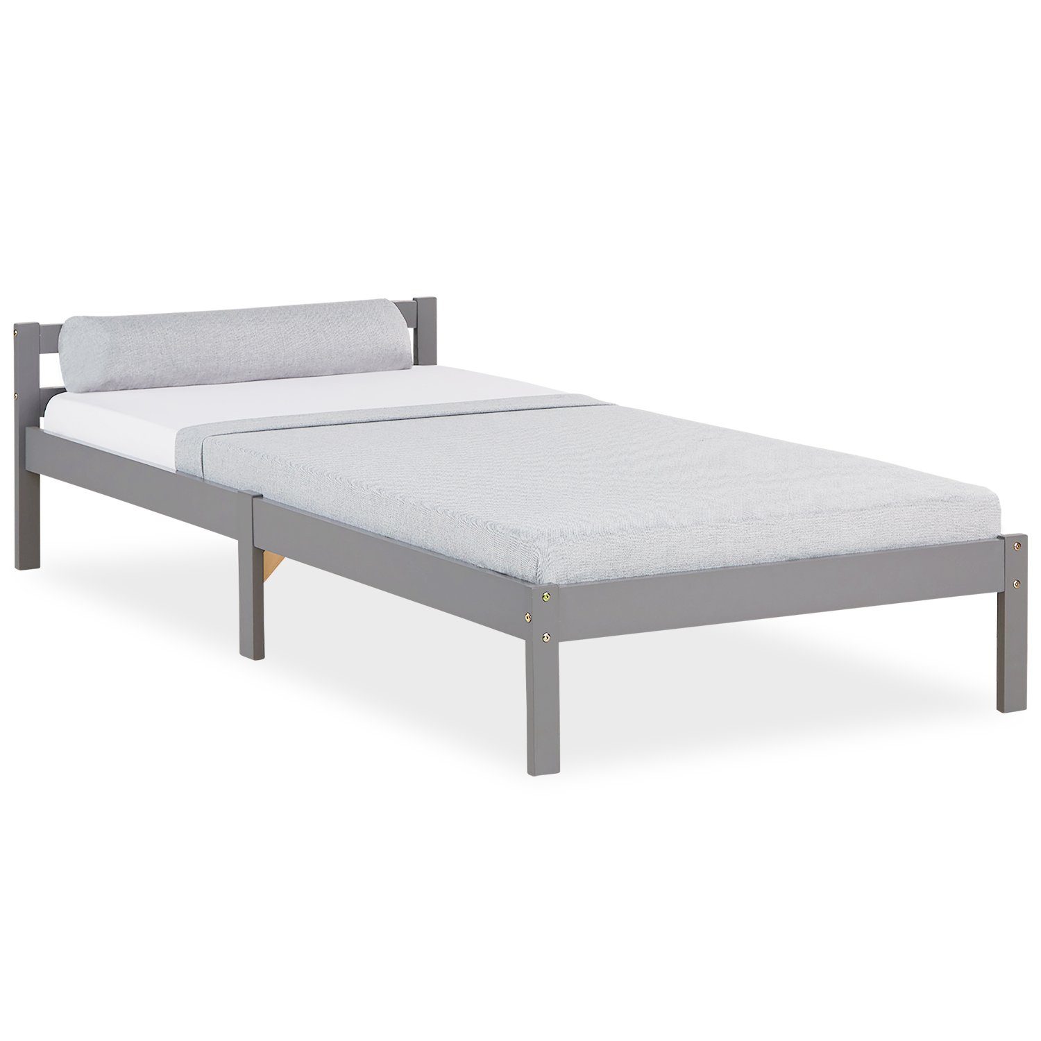 Homestyle4u Holzbett 90x200 Jugendbett Kinderbett Grau günstig online kaufen