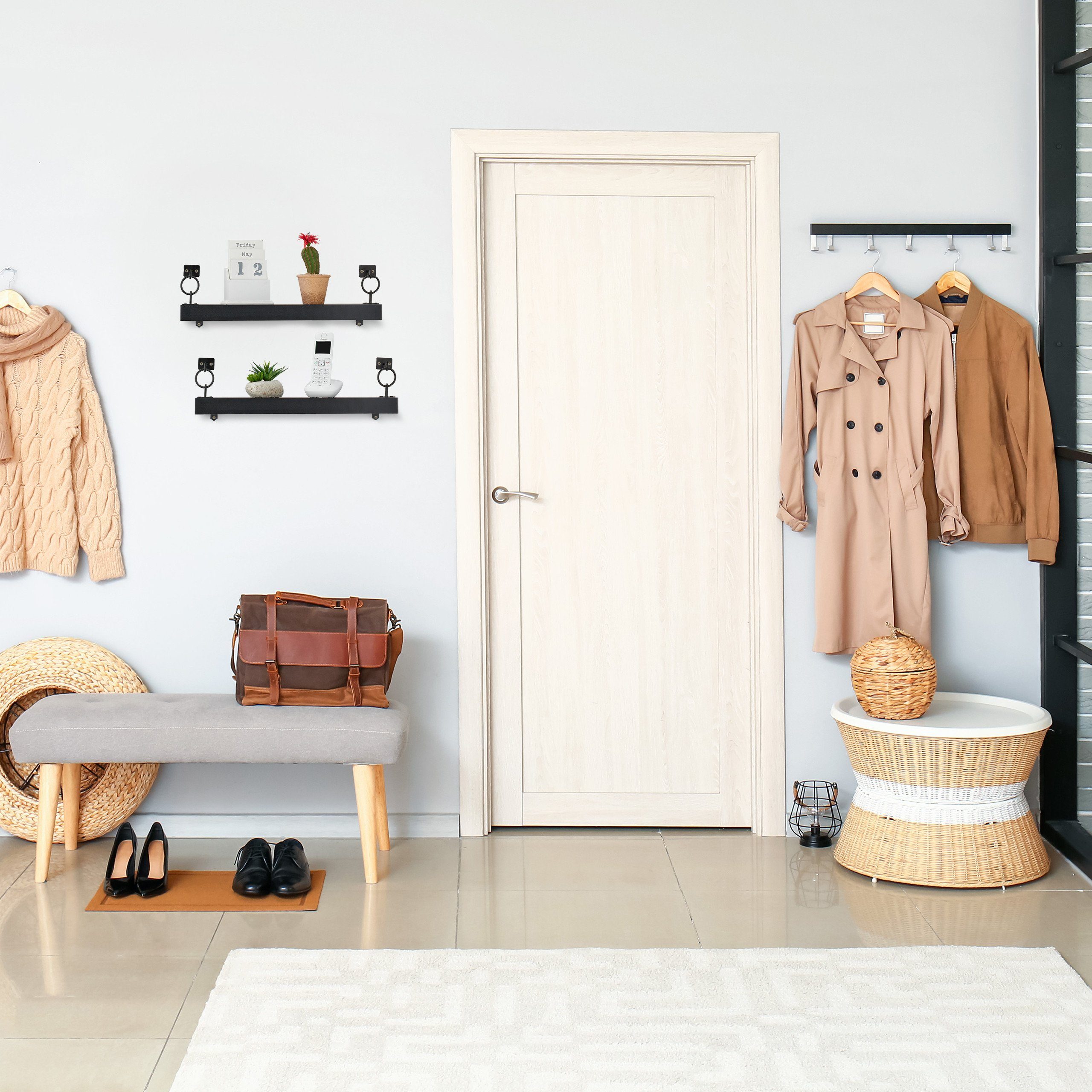 relaxdays Wandregal Schwarzes Wandregal im 2er Set günstig online kaufen