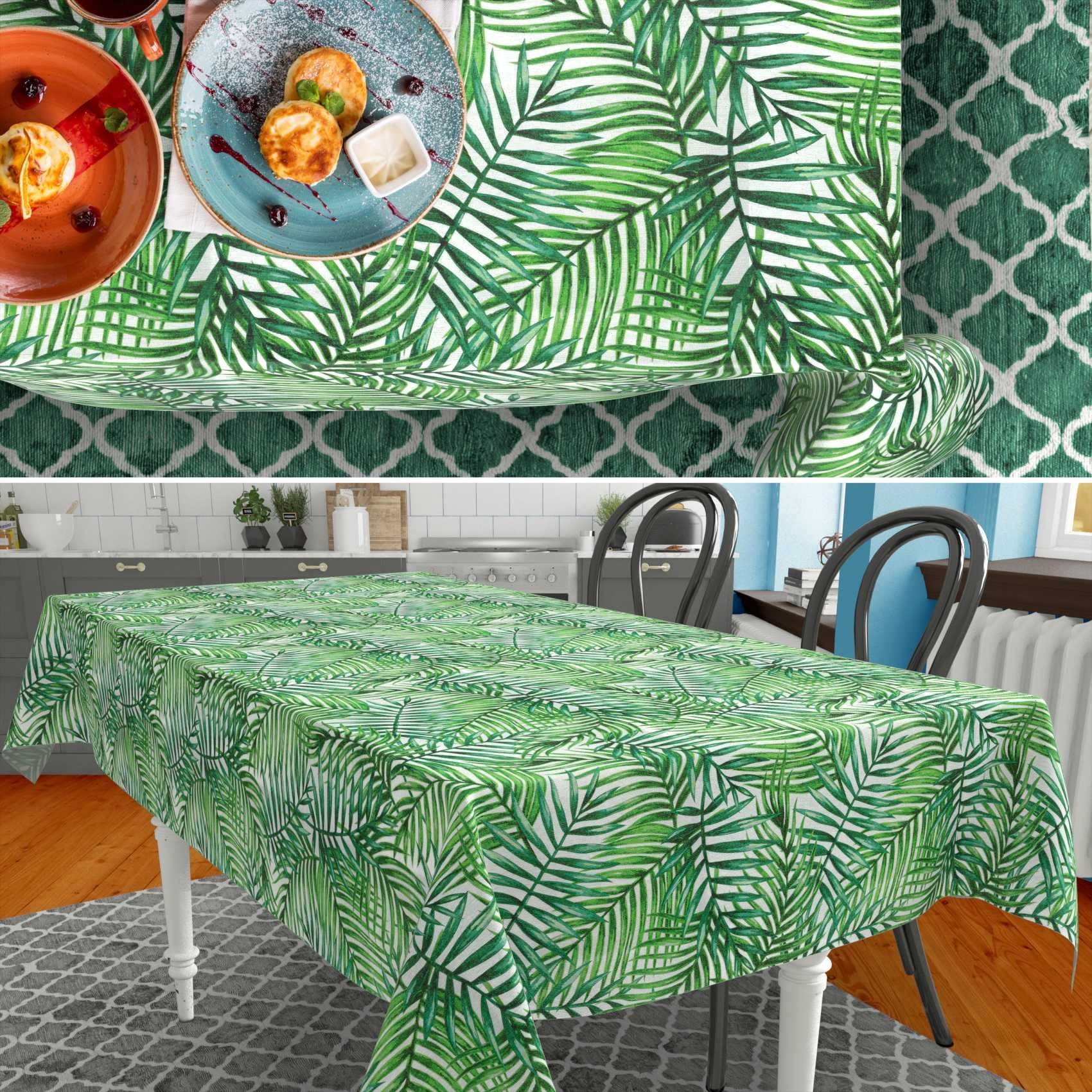 ANRO Tischdecke aus Stoff mit Blumen Pflanzen wasserabweisend Tischtuch Tischwäsche (Einzelstück 1-tlg), mit Acryl Beschichtung