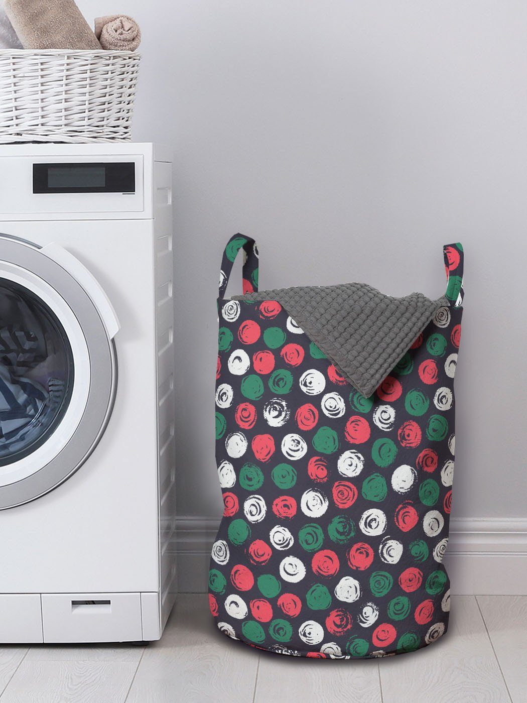 Griffen für Abakuhaus Wäschekorb Wäschesäckchen Grunge Design mit Floral Brushed Waschsalons, Kordelzugverschluss