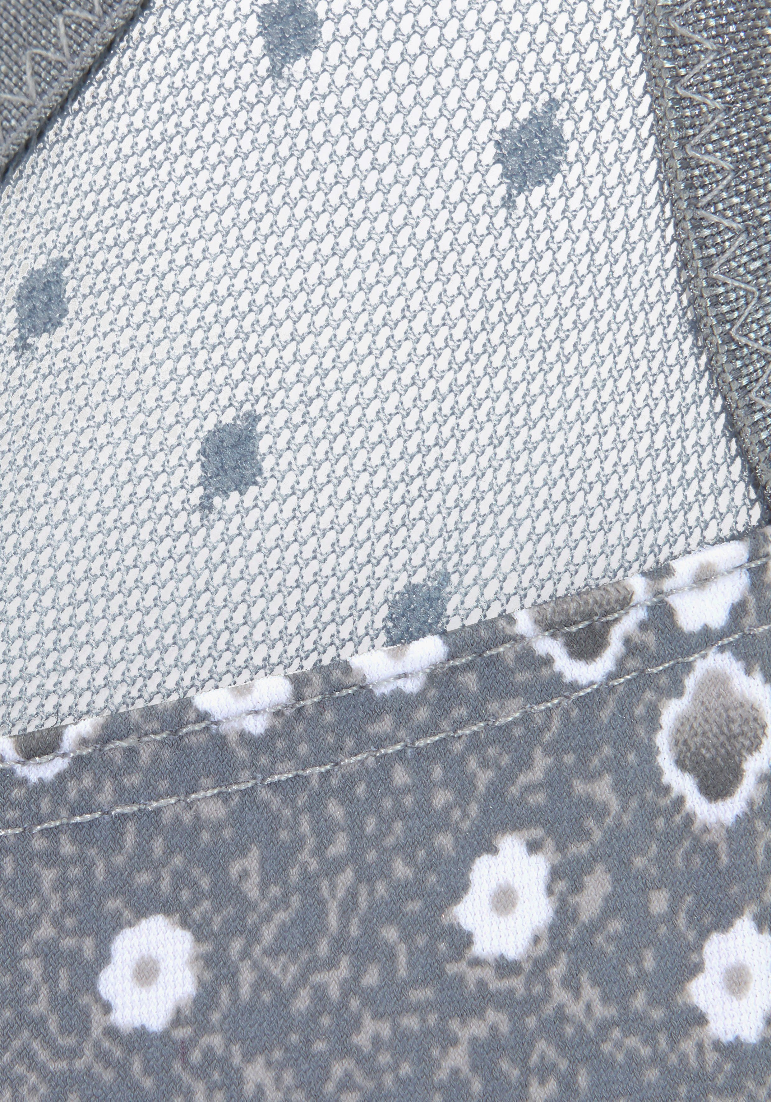 Minimizer-BH Tüll Bügel Obercup, transparentem Dessous und Basic im Nuance mit grau-bedruckt leicht