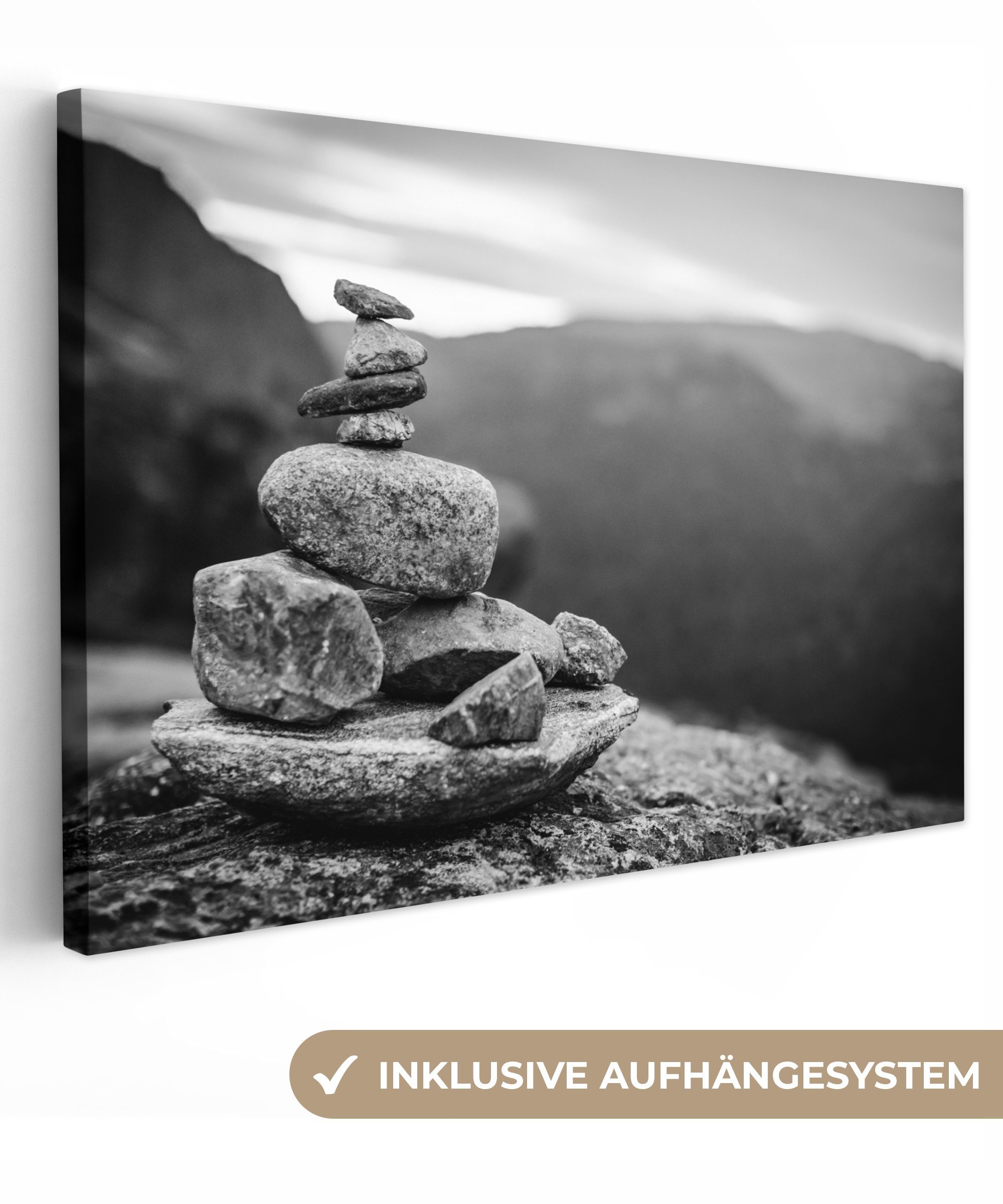 OneMillionCanvasses® Leinwandbild Balancierende Steine in Norwegen, günstig online kaufen
