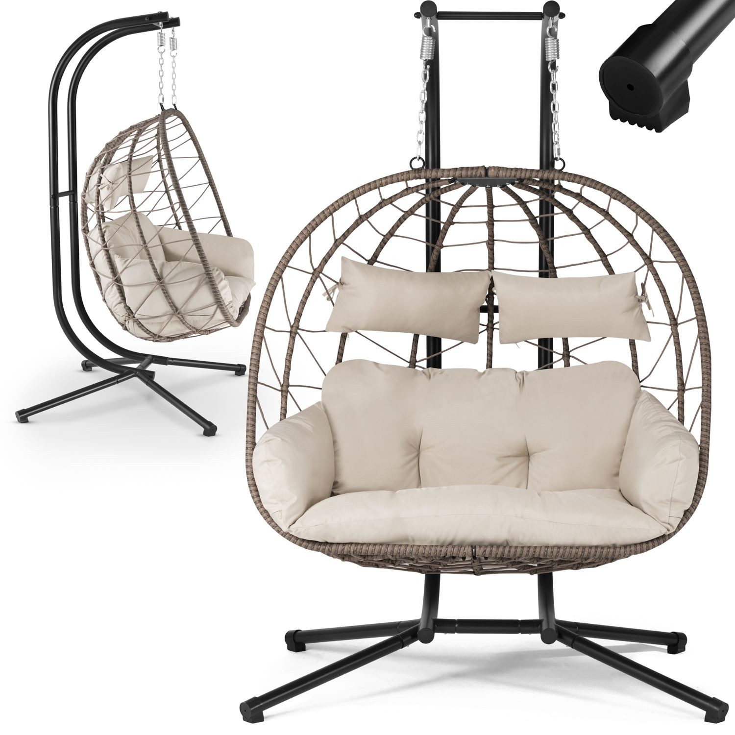 Juskys Hängesessel Aria, Polyrattan Doppelhängesessel, Schaukel günstig online kaufen