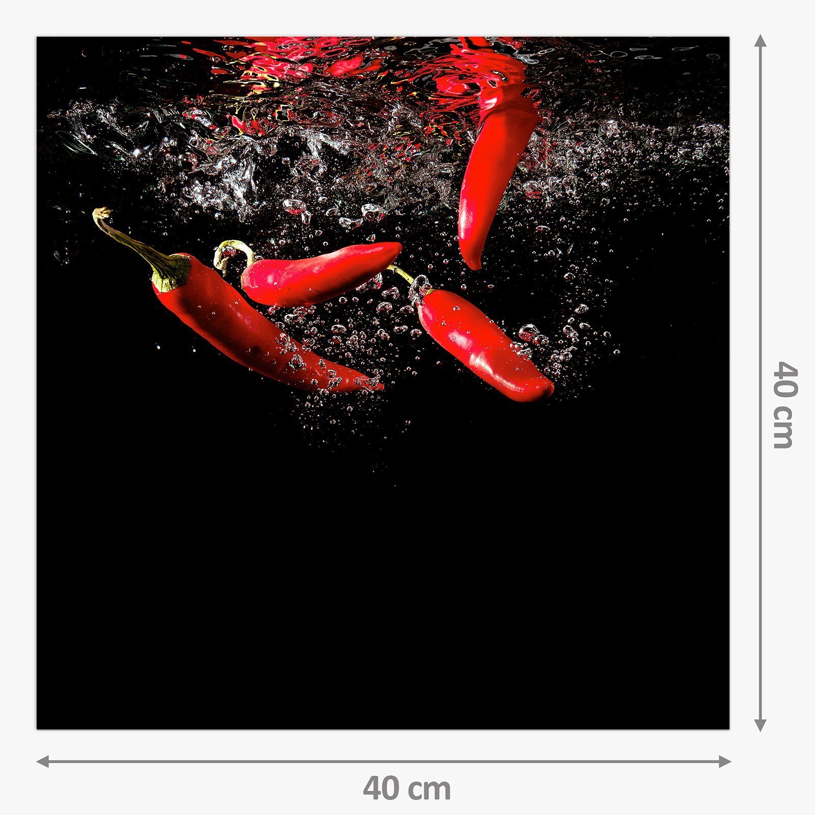 Chilischoten Spritzschutz Motiv Küchenrückwand im Glas Küchenrückwand Wasser mit Primedeco