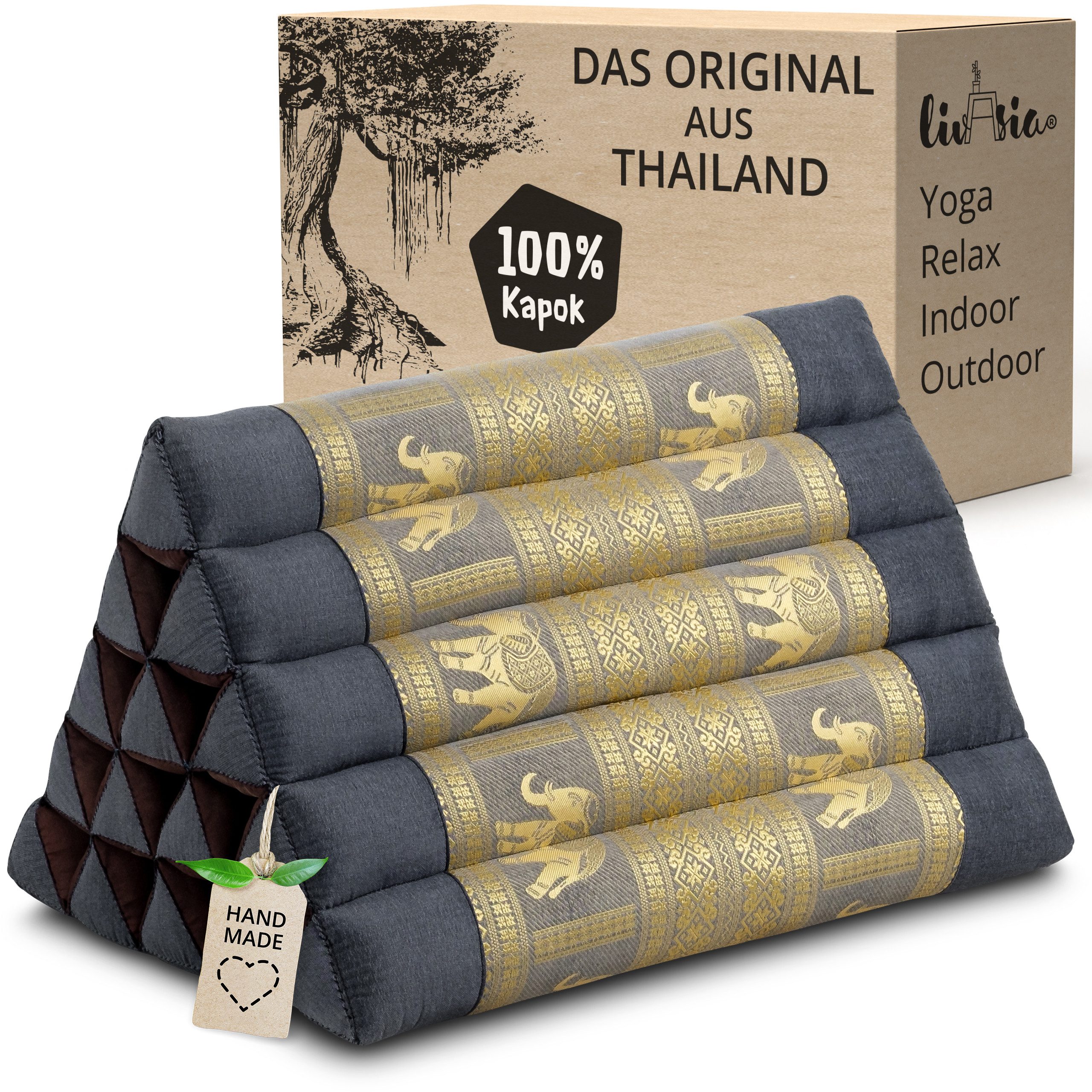 livasia Keilkissen Dreieckskissen hoch (Deluxe) - 38x55x35cm, Kapok, vegan, handgefertigt