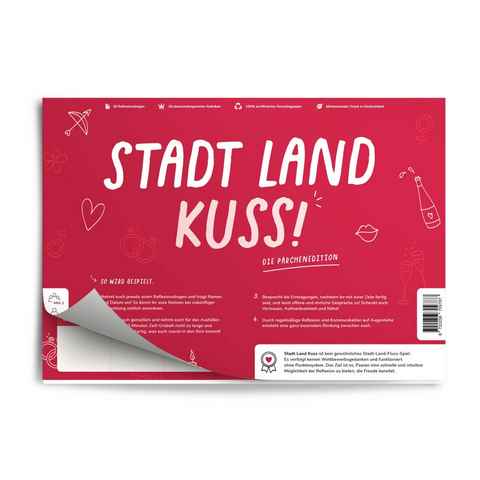 Pihu Spiel, Spiel für Paare STADT LAND KUSS, Geschenk zum Valentinstag, Reflexion in Beziehungen