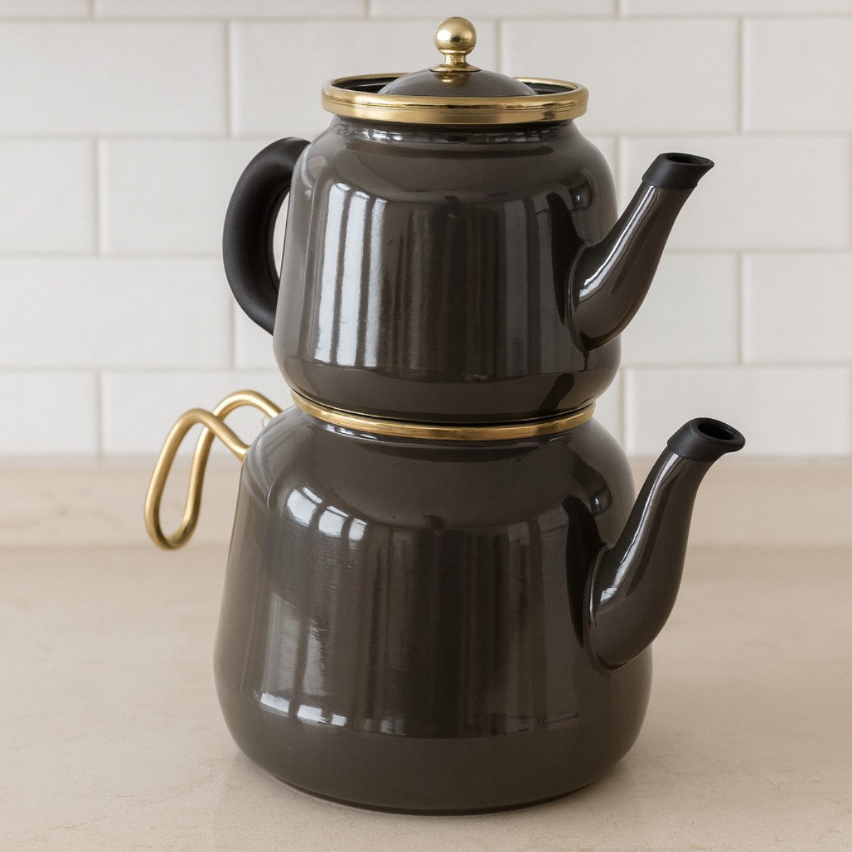 alesvelt Caydanlik-Teekanne Dawa 2er Set Retro 2,5 L Hitzebeständig