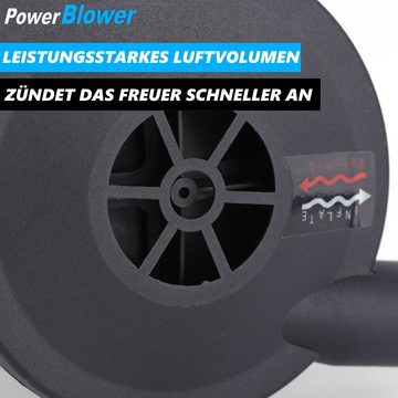 MAVURA Blasebalg POWERBLOWER Grillgebläse elektrischer Blasebalg Grillfön Grill (Kamin Gebläse Fön Luftgebläse), Batterie BBQ Ventilator Grillanzünder Grillfächer Handgebläse