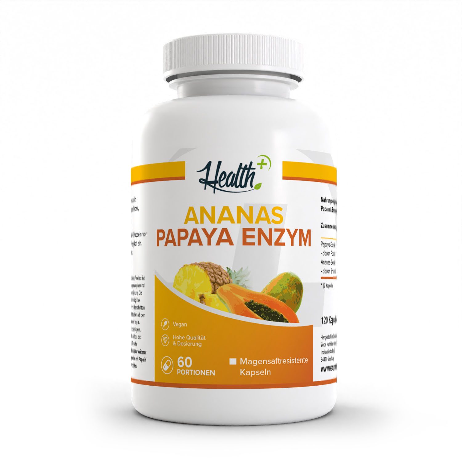 Zec+ Nutrition HEALTH+ ANANAS-PAPAYA-ENZYME, 120 Kapseln Kapsel
