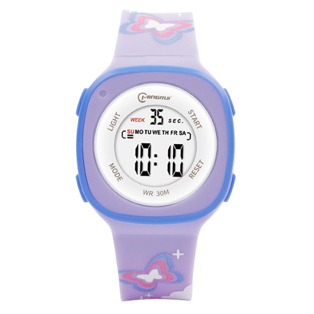 Digitaluhr Kinder Armbanduhr Schmetterling Flamingo Silikonuhr für Mädchen