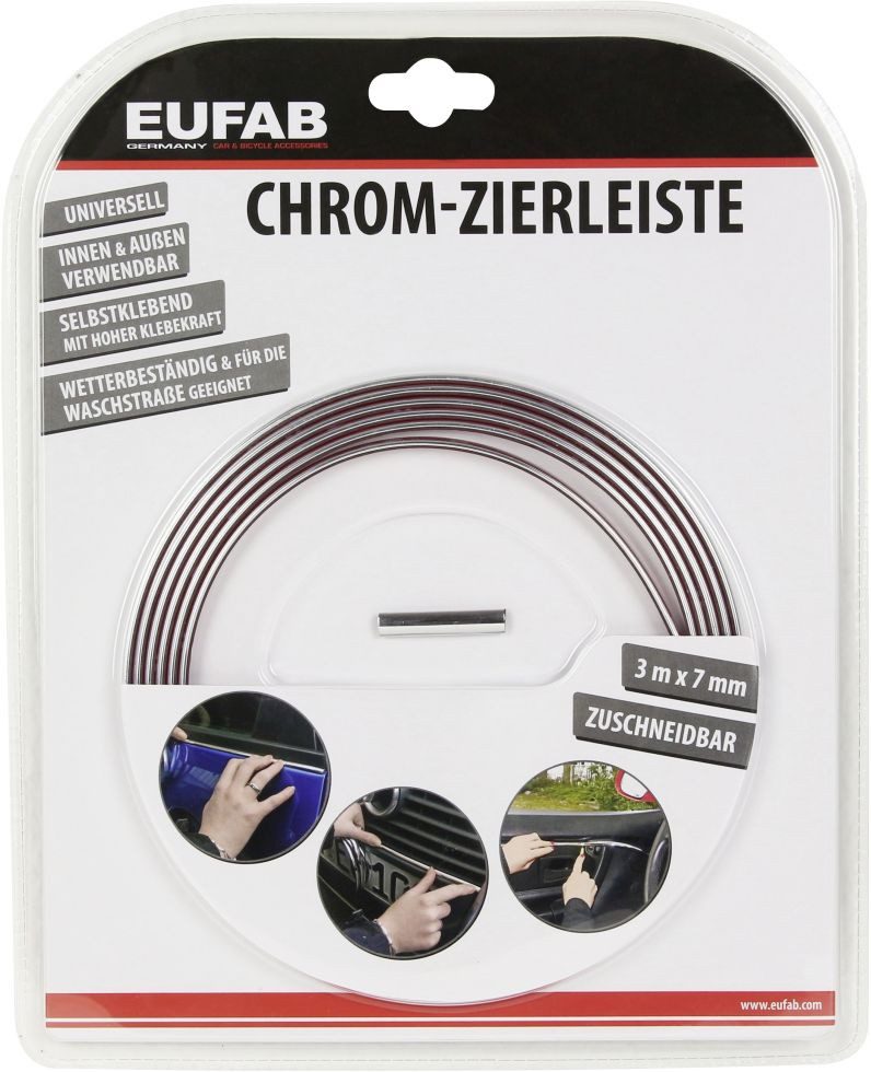 EUFAB Metallschild EUFAB Zierleiste universal Chrom 3 m x 7 mm – Bild 5 von 5