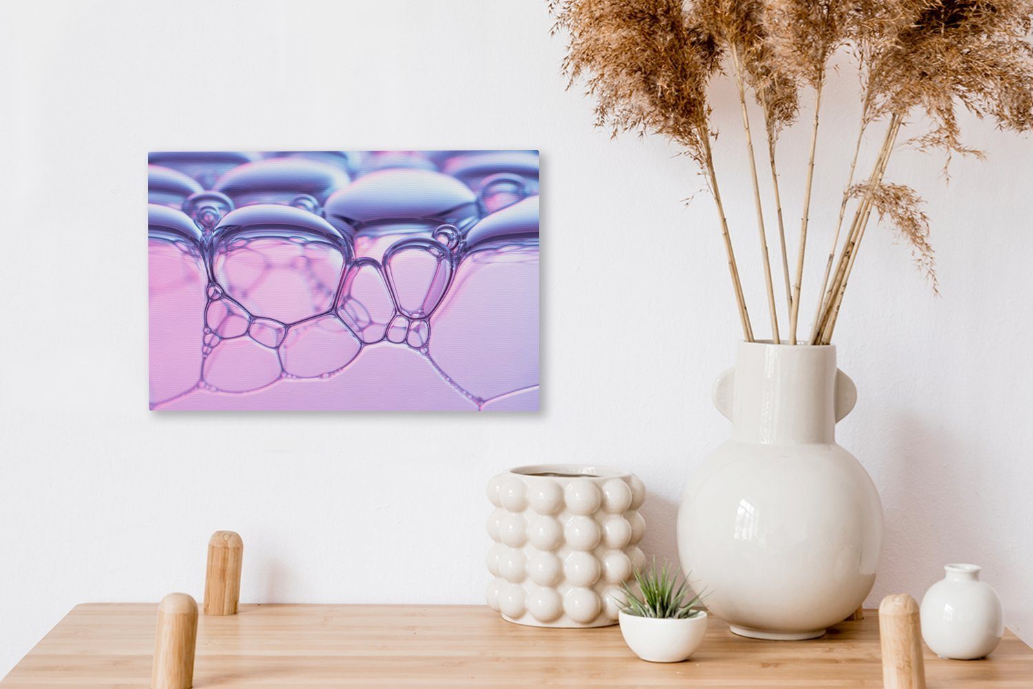 (1 Wasser, cm Seifenblasen Wandbild - Leinwandbild Leinwandbilder, St), Aufhängefertig, OneMillionCanvasses® - 30x20 Wanddeko, Rosa