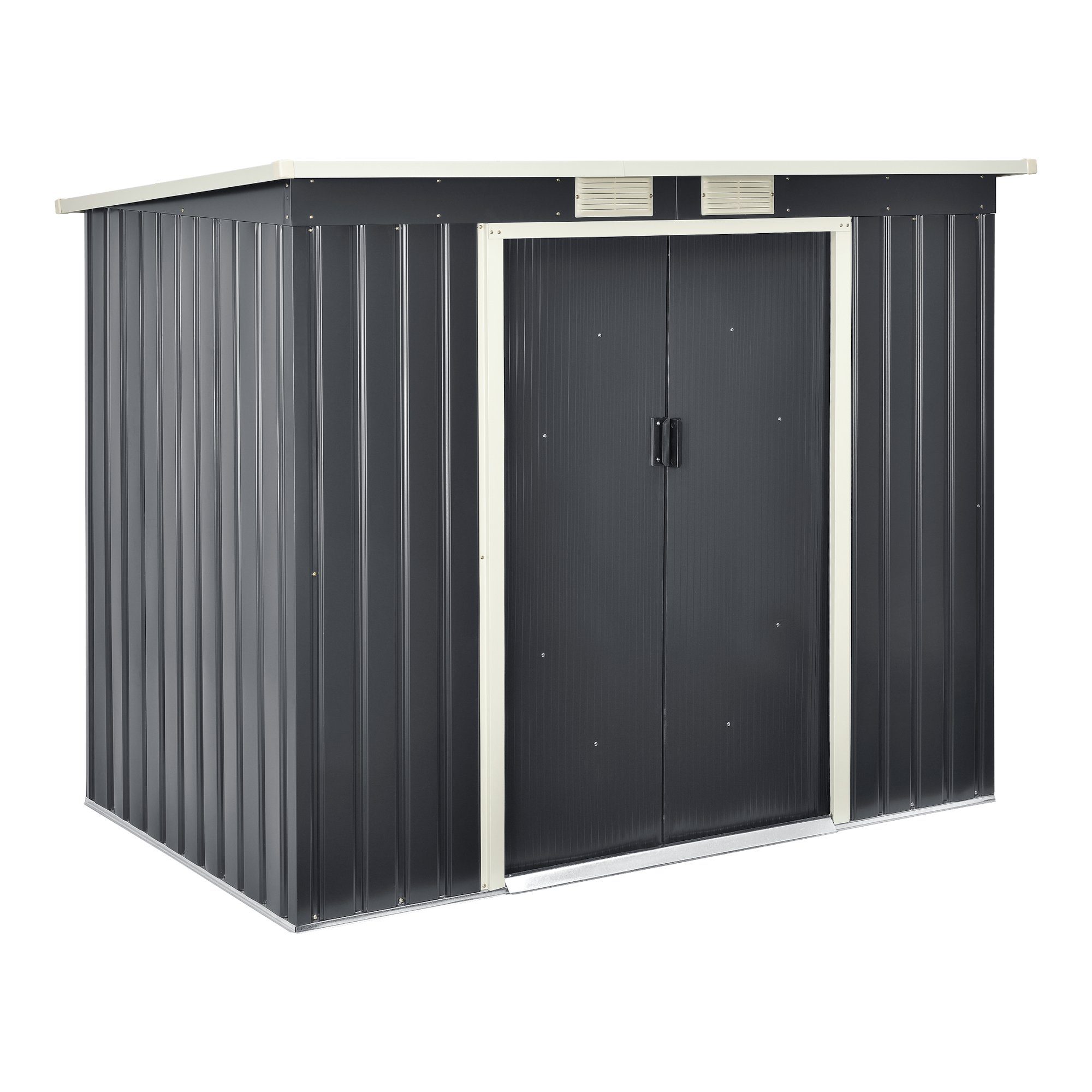 en.casa Gartenhaus, BxT: 213x130 cm, Gartenschuppen Pultdach Metall 213x130x173cm Dunkelgrau
