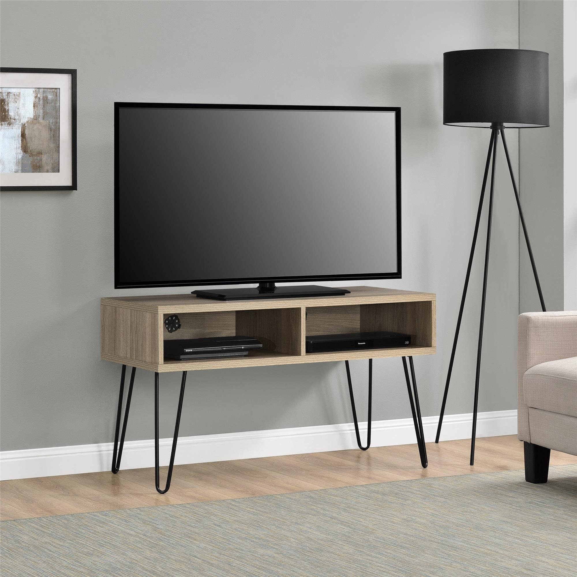 loft24 Lowboard Owen, TV-Bank Fernsehschrank 2 Fächer, MDF, Haarnadel Beine