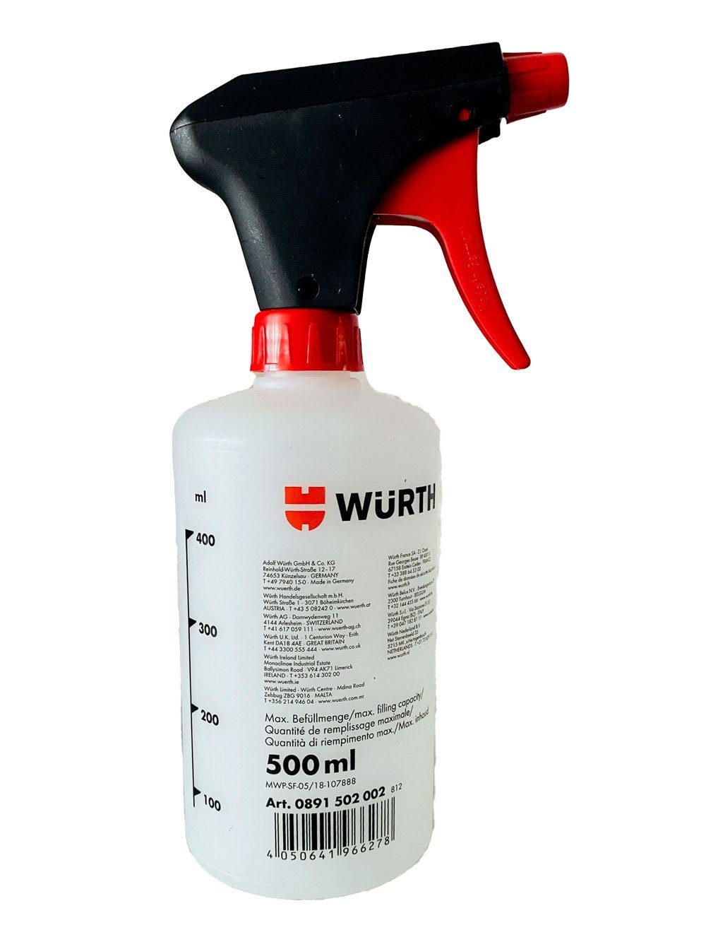 Würth Sprühflasche Würth Sprühgerät 500ml leere, unbefüllte Sprühflasche mit Skalierung, (1-tlg)