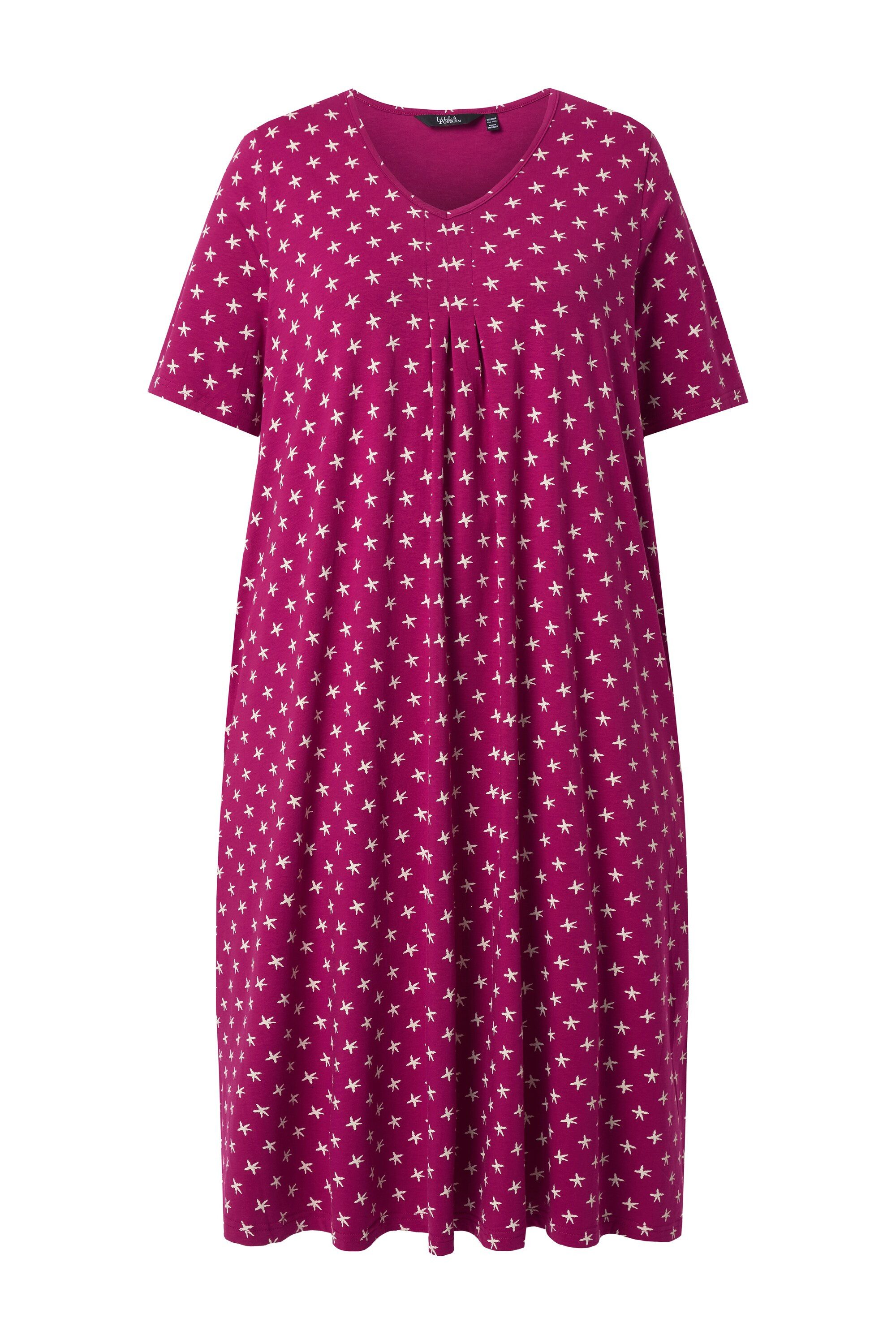 Ulla Popken Jerseykleid Midikleid Sterne V-Ausschnitt Halbarm Taschen