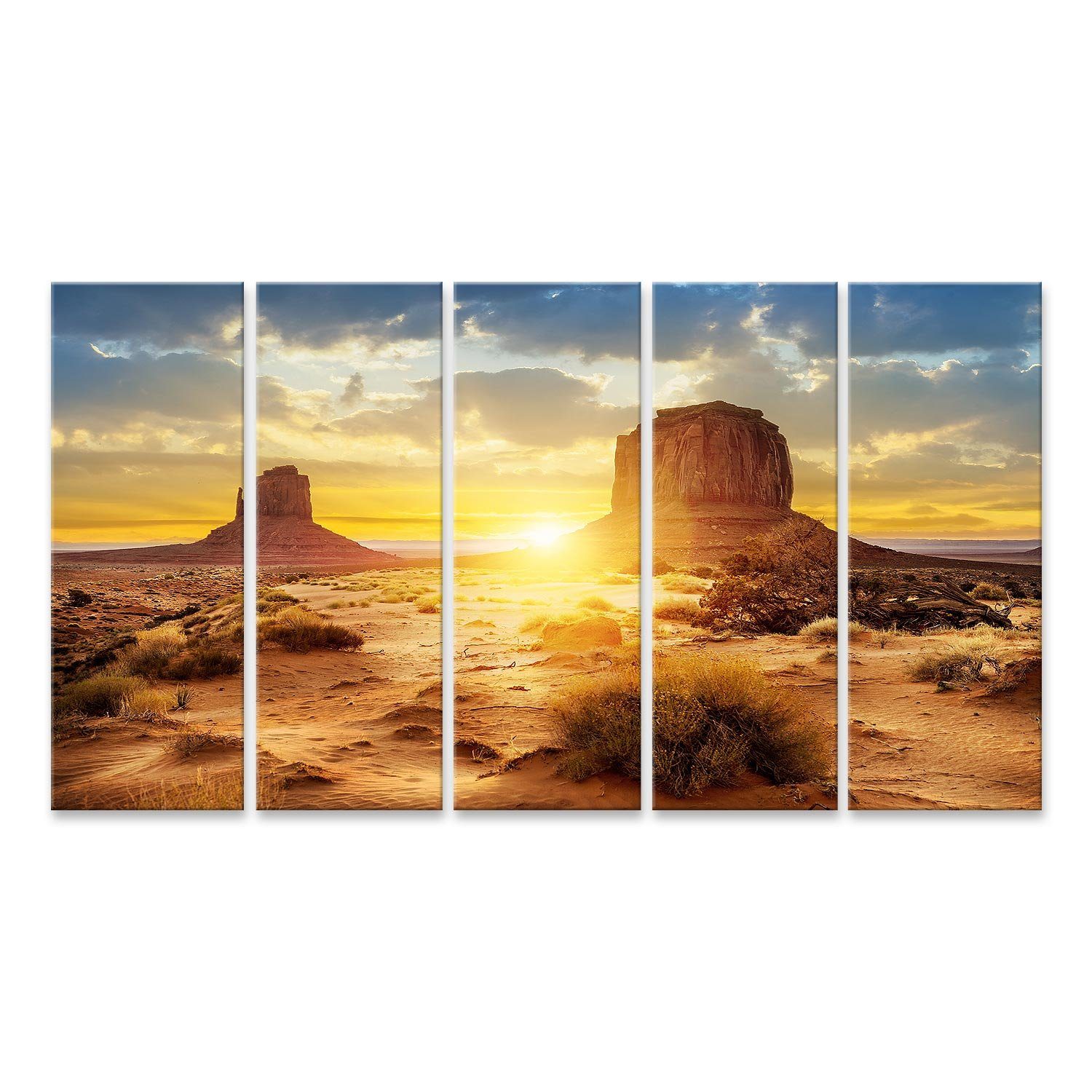 Leinwandbild Bild auf Leinwand Sonnenuntergang Sisters Monument Valley Usa 170x80c