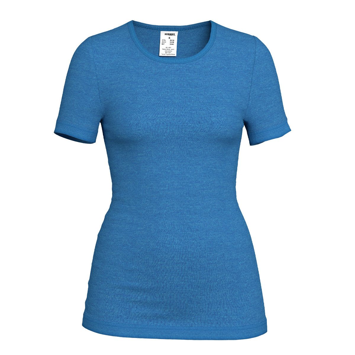 HERMKO Unterziehshirt 40800 Merinowolle/Tencel kurzarm Shirt mit Rundhals hergestellt in EU