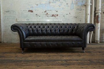 JVmoebel 3-Sitzer Klassische Chesterfield Sofa 3 Sitzer Design 100% Leder Sofort