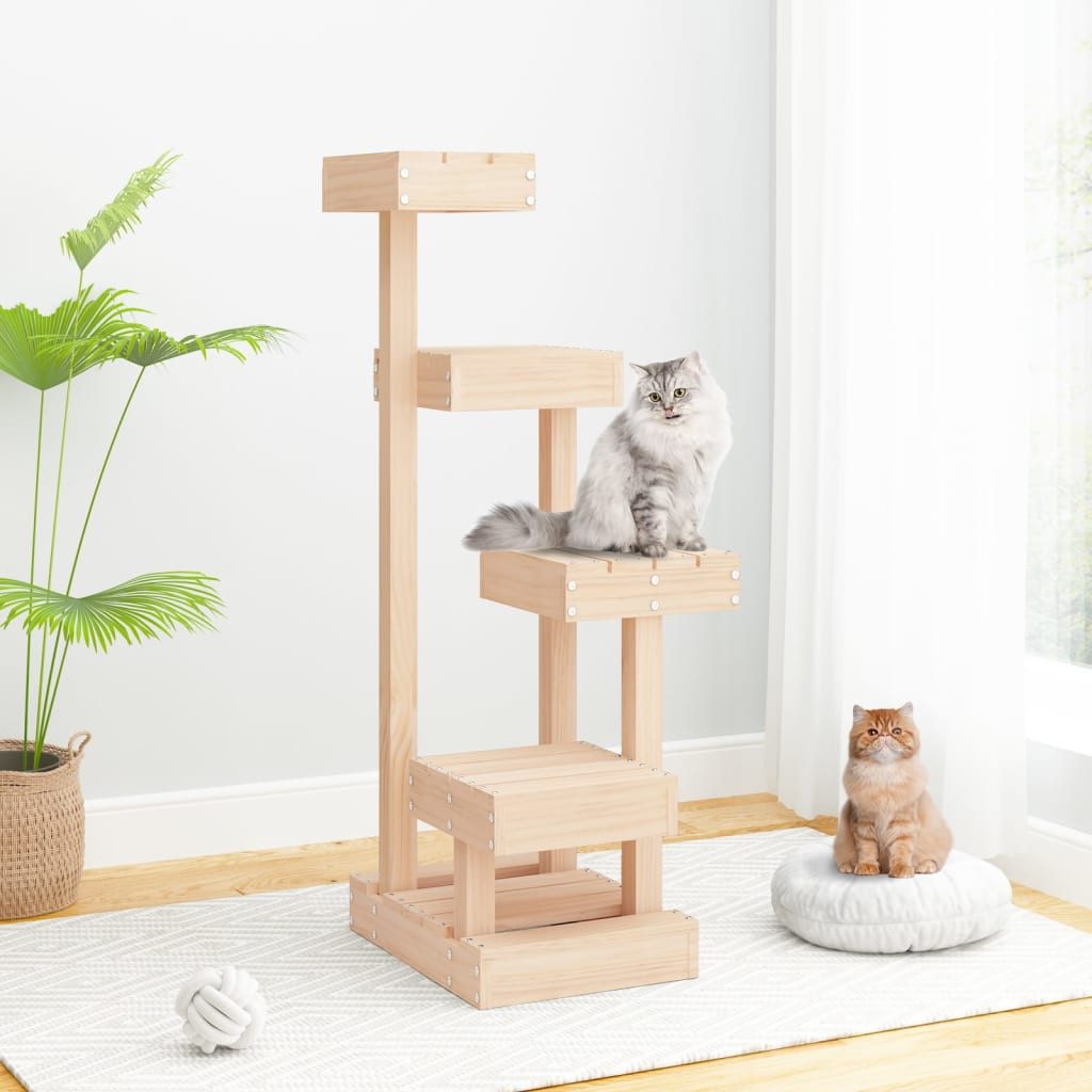 vidaXL Kratzbaum NA Kratzbaum für Katzen 45,5x49x103 cm aus massivem Kiefernholz stabil