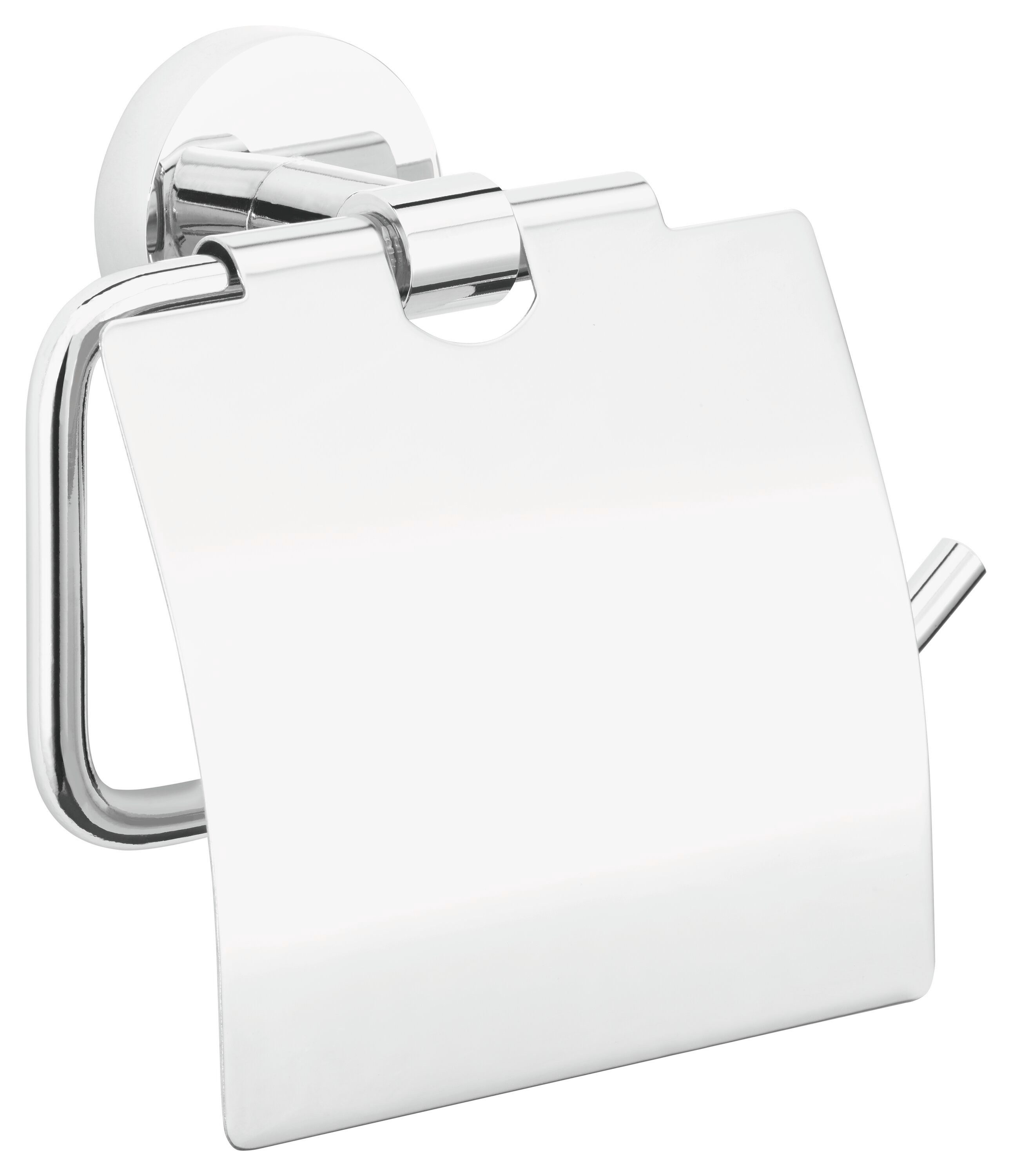 tesa Toilettenpapierhalter 1x Verstellbarer Klebenagel für Fliesen und Metall (Komplett-Set, 2-St., inkl. Klebelösung), chrom 5,2 cm : 13,8 cm : 14 cm