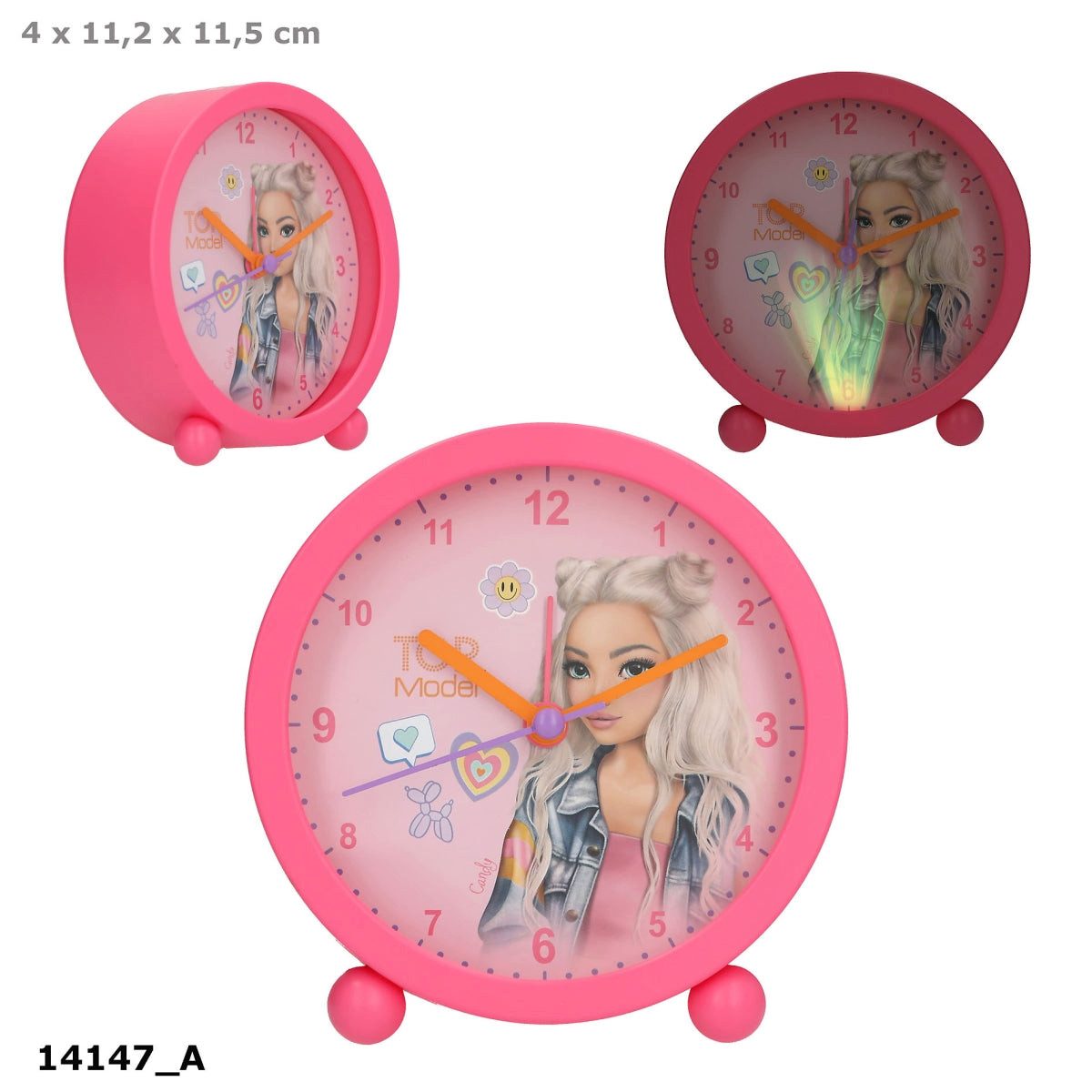Depesche Spiel TOPModel Wecker pink – Modelmotiv & Nachtlicht, Ø 11 cm