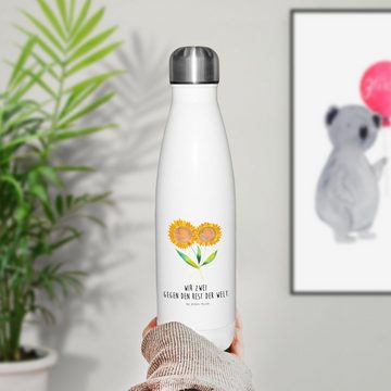 Mr. & Mrs. Panda Thermoflasche Blume Sonnenblume - Weiß - Geschenk, Thermoflasche, Lieblingsmensch, Motivierende Sprüche