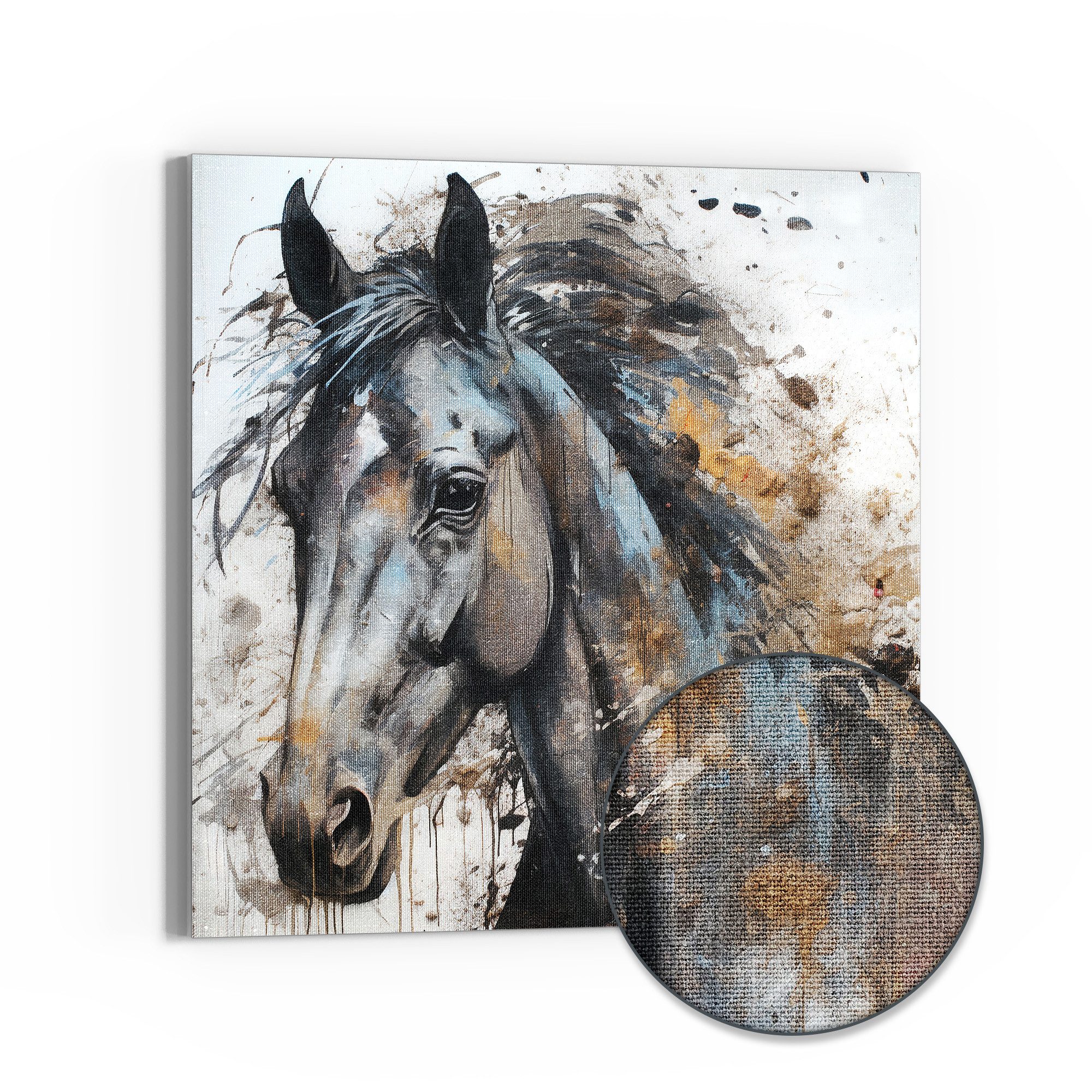 DEQOART Leinwandbild 'Monochromes Pferd', 'Monochromes Pferd', Hybrid Leinwand Bild Wandbild flach modern