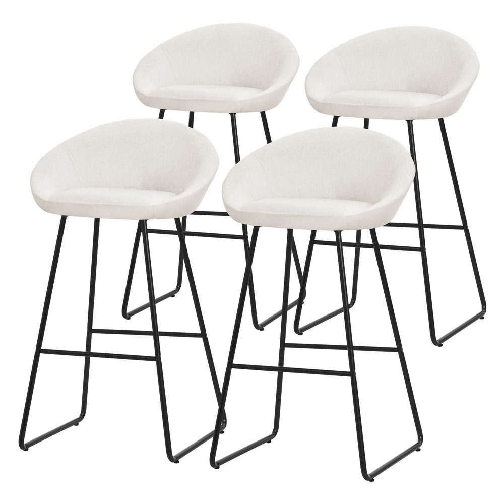 ML-DESIGN Barhocker Gepolsterter Barstuhl mit Metallgestell Rückenlehne und Fußstütze (4 St), Bistrohocker 4er Set Beige Stoffbezug Tresenhocker Küchenhocker