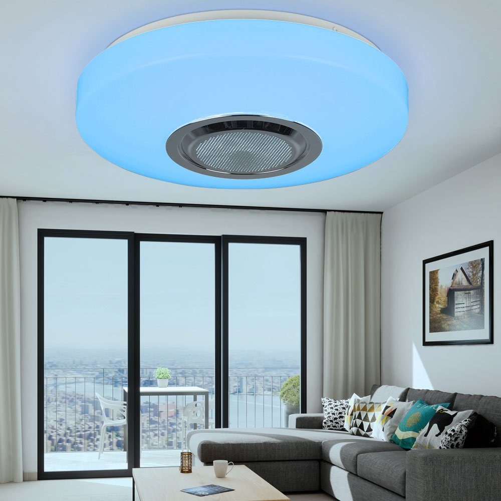 Lautsprecher LED Deckenlampe fest Warmweiß, Bluetooth etc-shop RGB LED-Leuchtmittel LED Deckenleuchte, verbaut, mit Fernbedienung