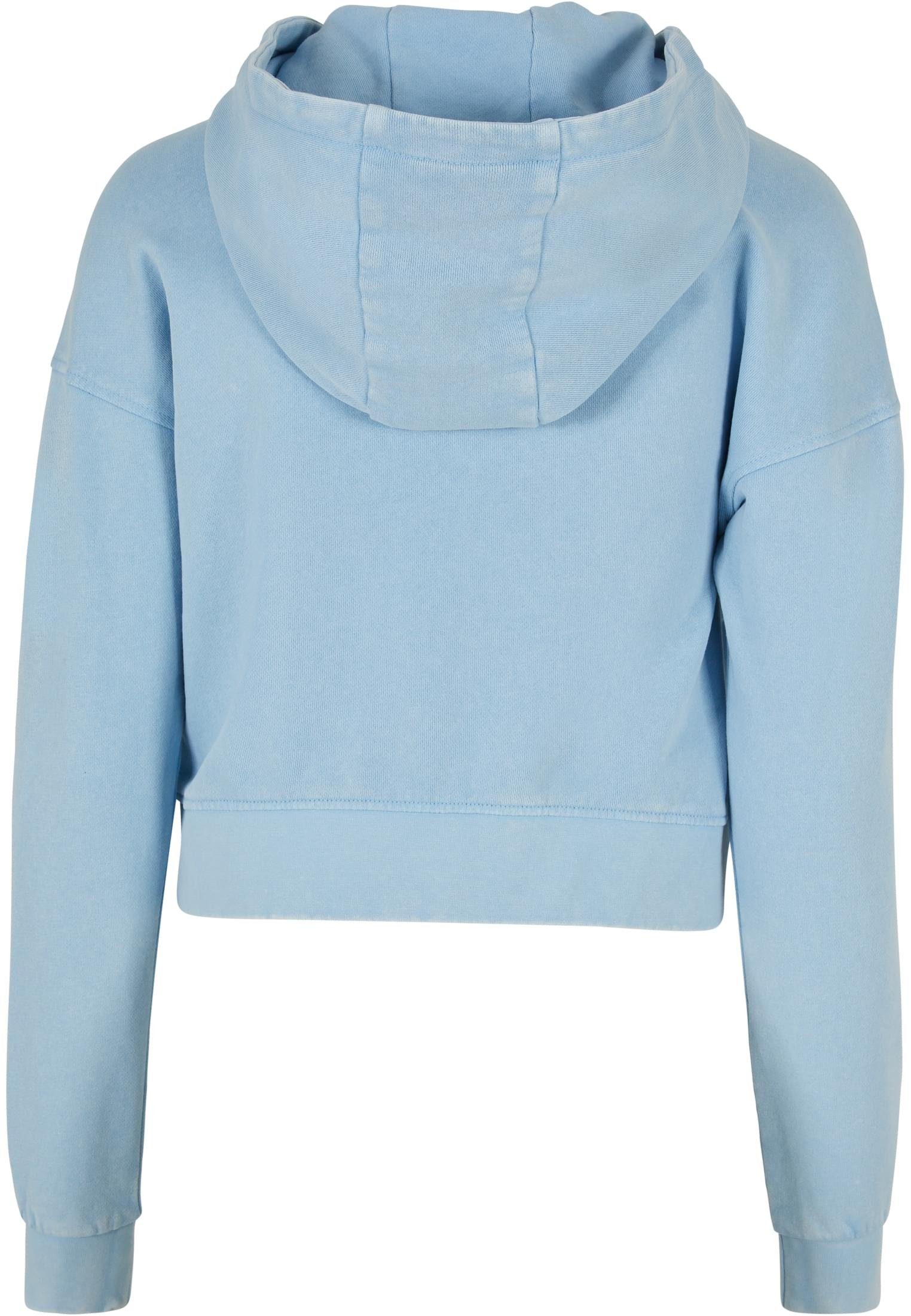 URBAN CLASSICS Kapuzenpullover Flower balticblue Damen Hoody Short (1-tlg) Embroidery Ladies Terry