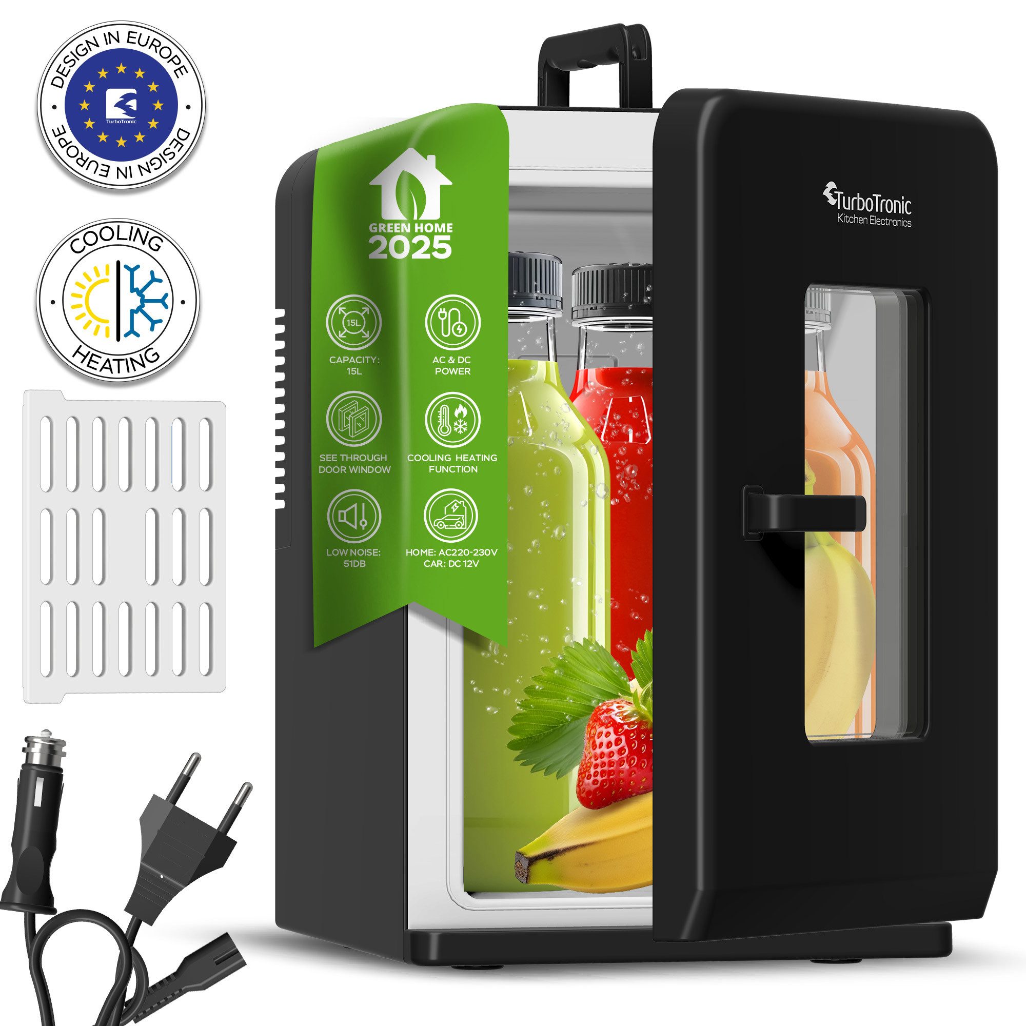Kühlbox 2in1 Mini Kühlbox 4 L Kühl & Heizfunktion tragbarer AC DC 220-240V/12V