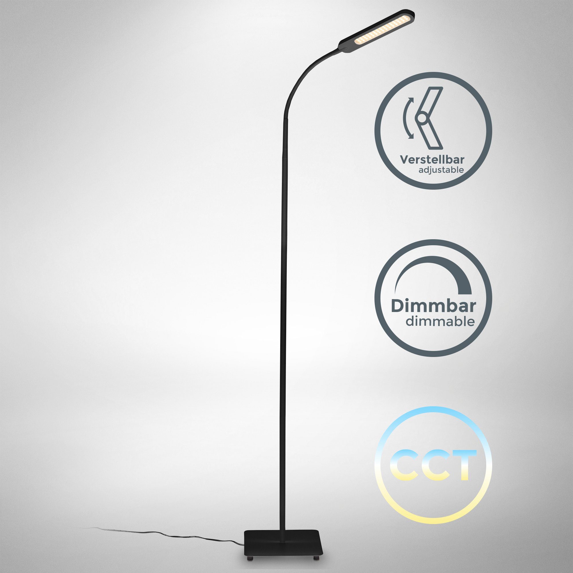 B.K.Licht LED Stehlampe BK_ST1453 LED Stehleuchte, Schwarz, Dimmbar, CCT, T günstig online kaufen