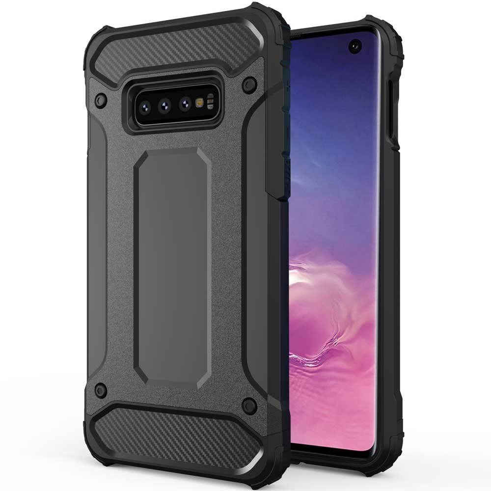 FITSU Handyhülle Outdoor Hülle für Samsung Galaxy S10e Schwarz, Robuste Handyhülle Outdoor Case stabile Schutzhülle mit Eckenschutz