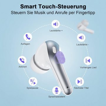 REDOM Wireless Kopfhörer Headset Ohrhörer Earbuds Bluetooth HiFi Stereo Bluetooth-Kopfhörer (Lärmreduzierung, Bluetooth 5.3, Ladeetui mit LED Anzeige, Touch, Wasserdicht, kabelos, Geräuschisolierung)