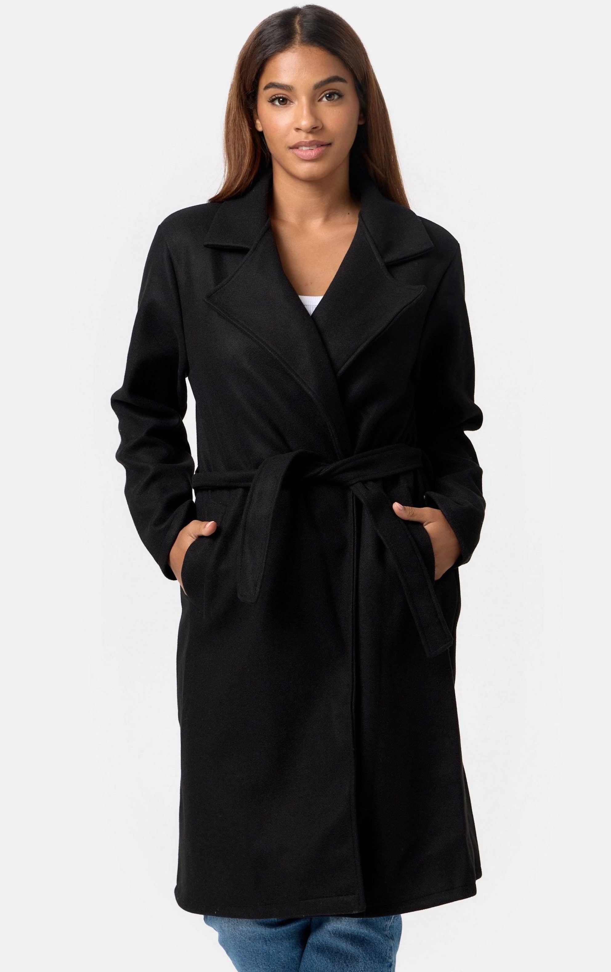 Worldclassca Trenchcoat Worldclassca Damen Trenchcoat mit Gürtel Reverskragen langer Mantel Neue Kollektion - Stilvolle und gemütliche Mode für Damen