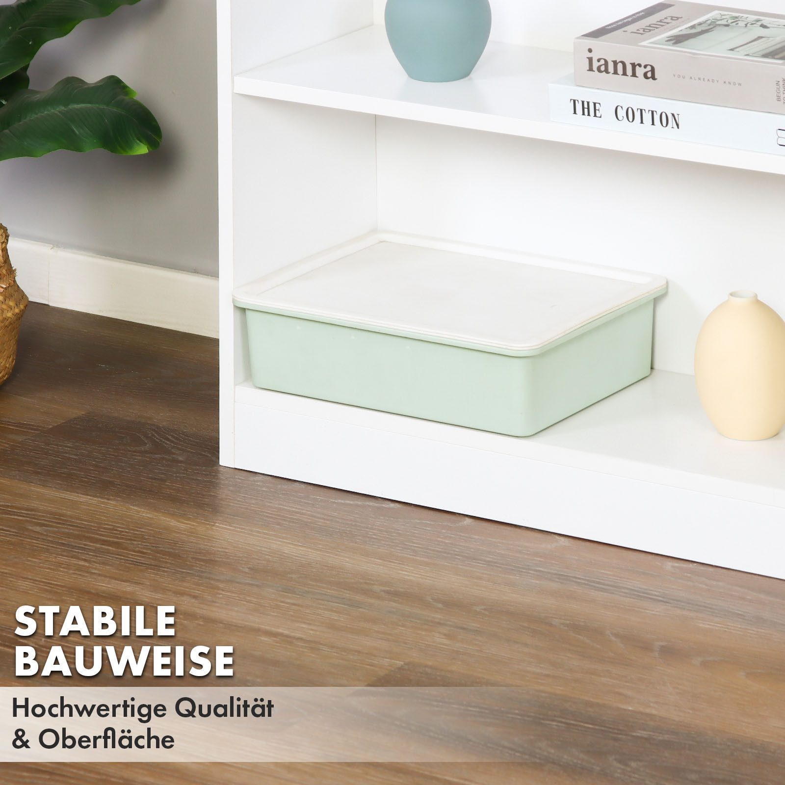 Floordirekt Bücherregal Maine, schmales Holzregal, Standregal mit Kippschutz an der Rückwand, 3 Etagen 1-tlg., 60x24x93 cm Wasser- & Abriebfeste Oberfläche, off – Bild 5 von 5